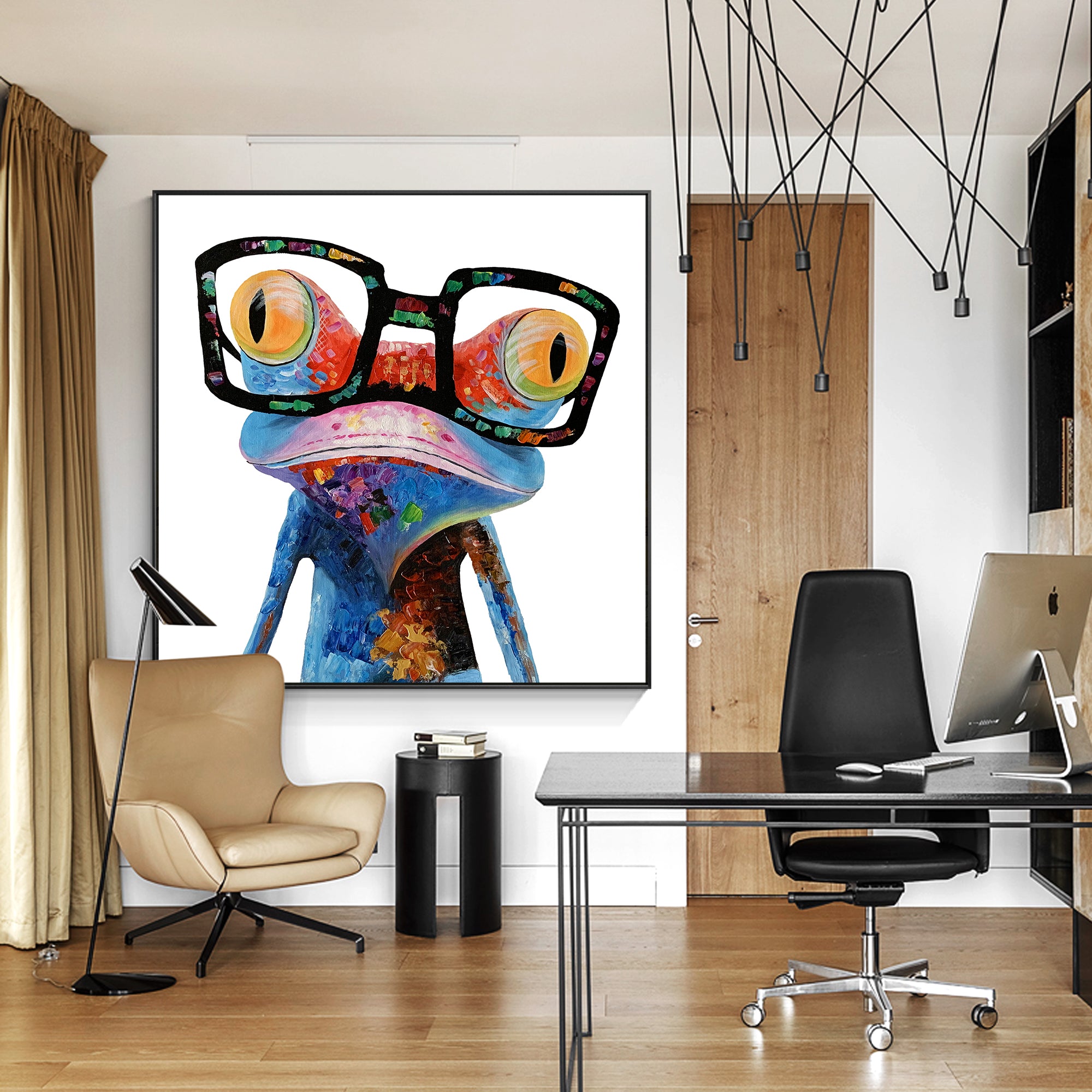 Rainbow Frog With Glasses Fun Animals Painting