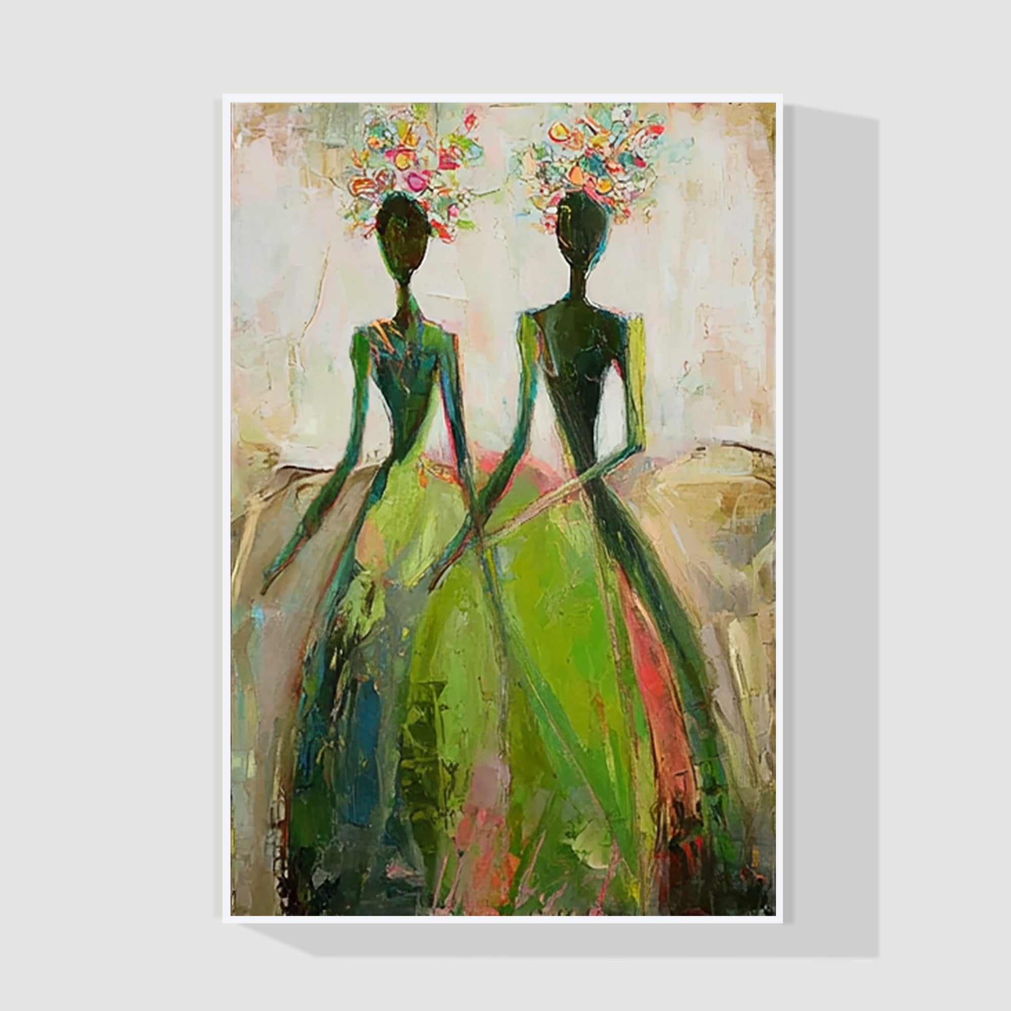 green abstract dancing girl
