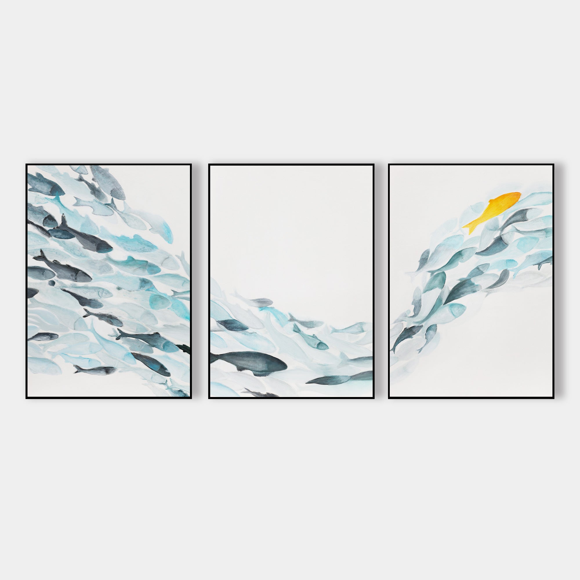 Set of 3 Charming School Of Fish Oil Painting