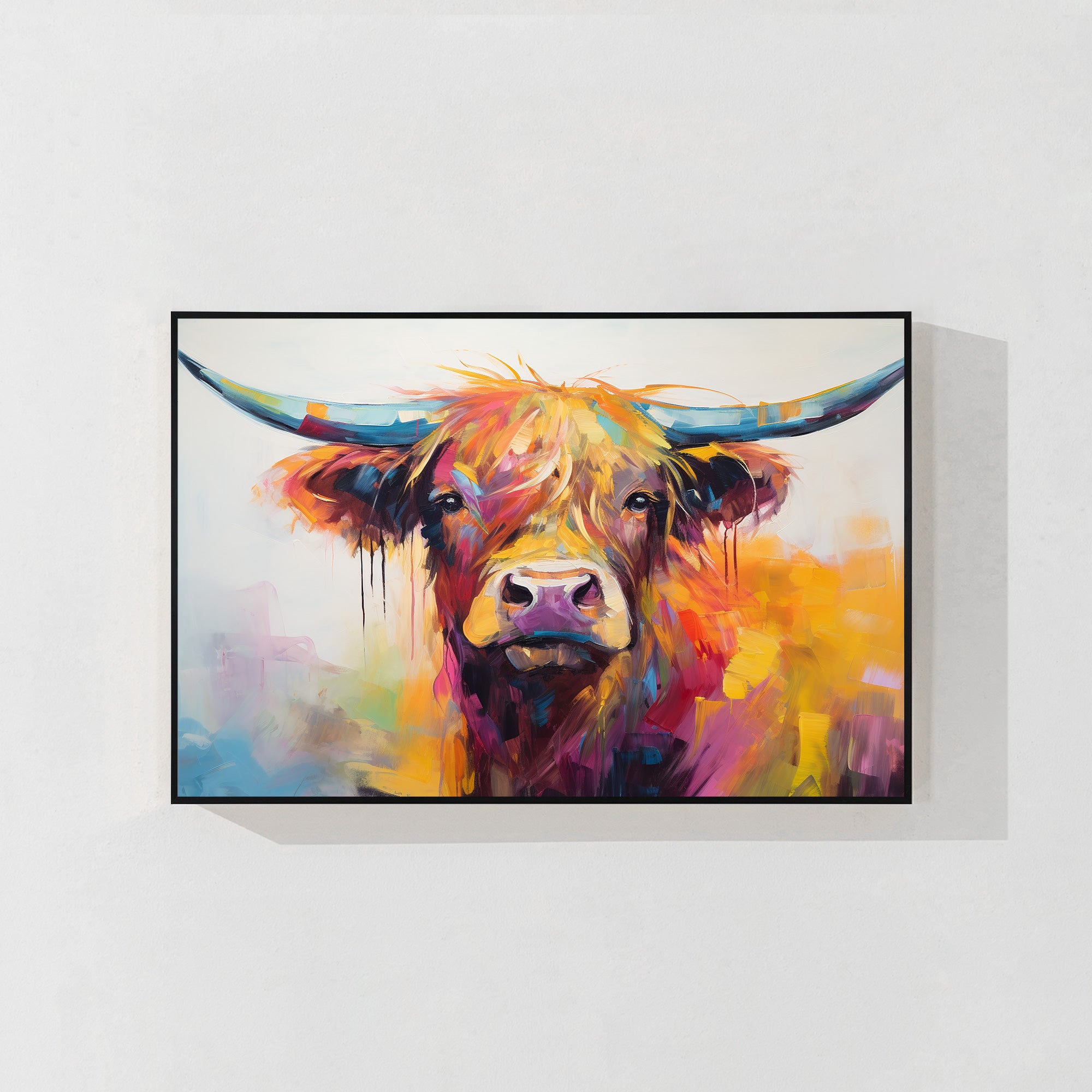 Rainbow Highland Cow Painting