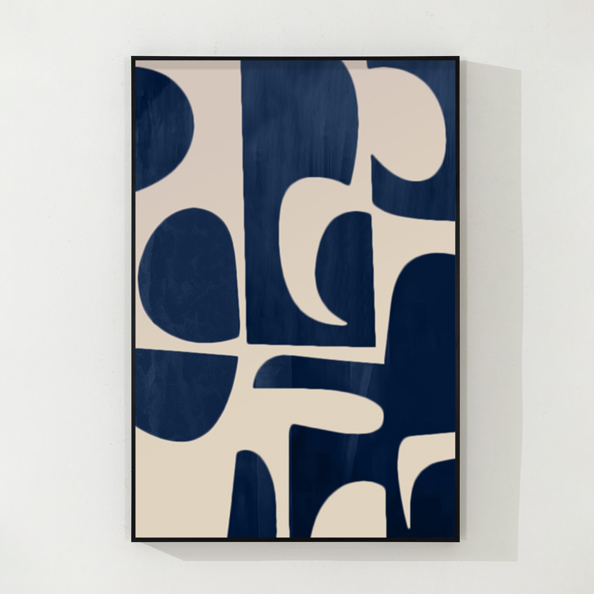 Royal Blue and Beige Abstract Art