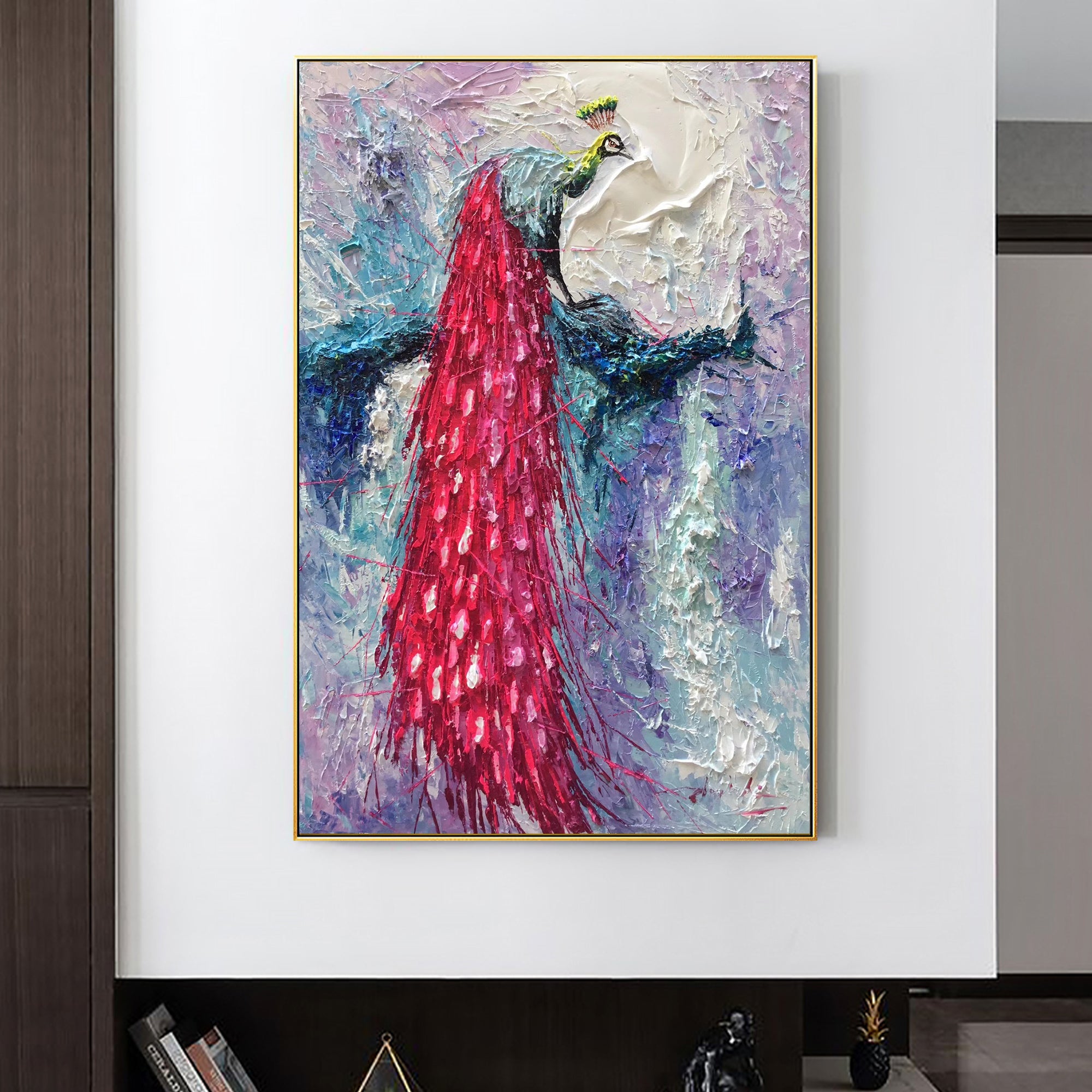 Rrd peacock painting