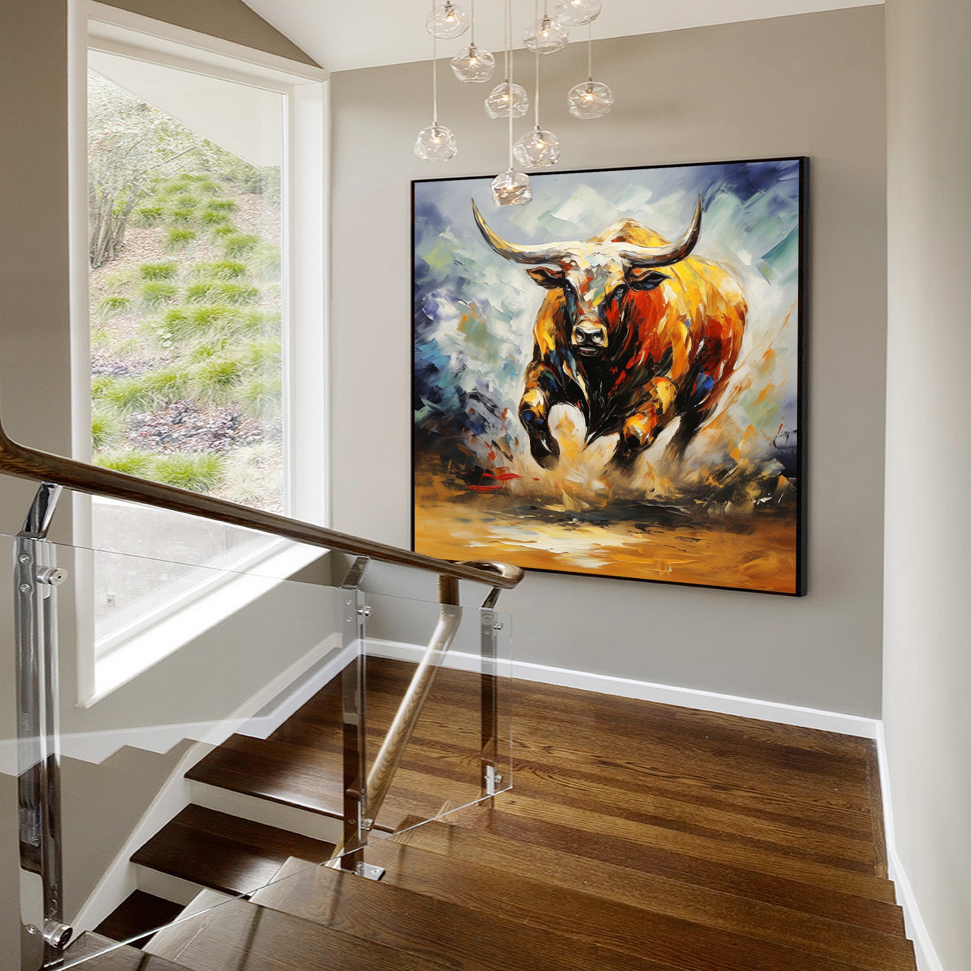 Running Bull Texture Wall Art