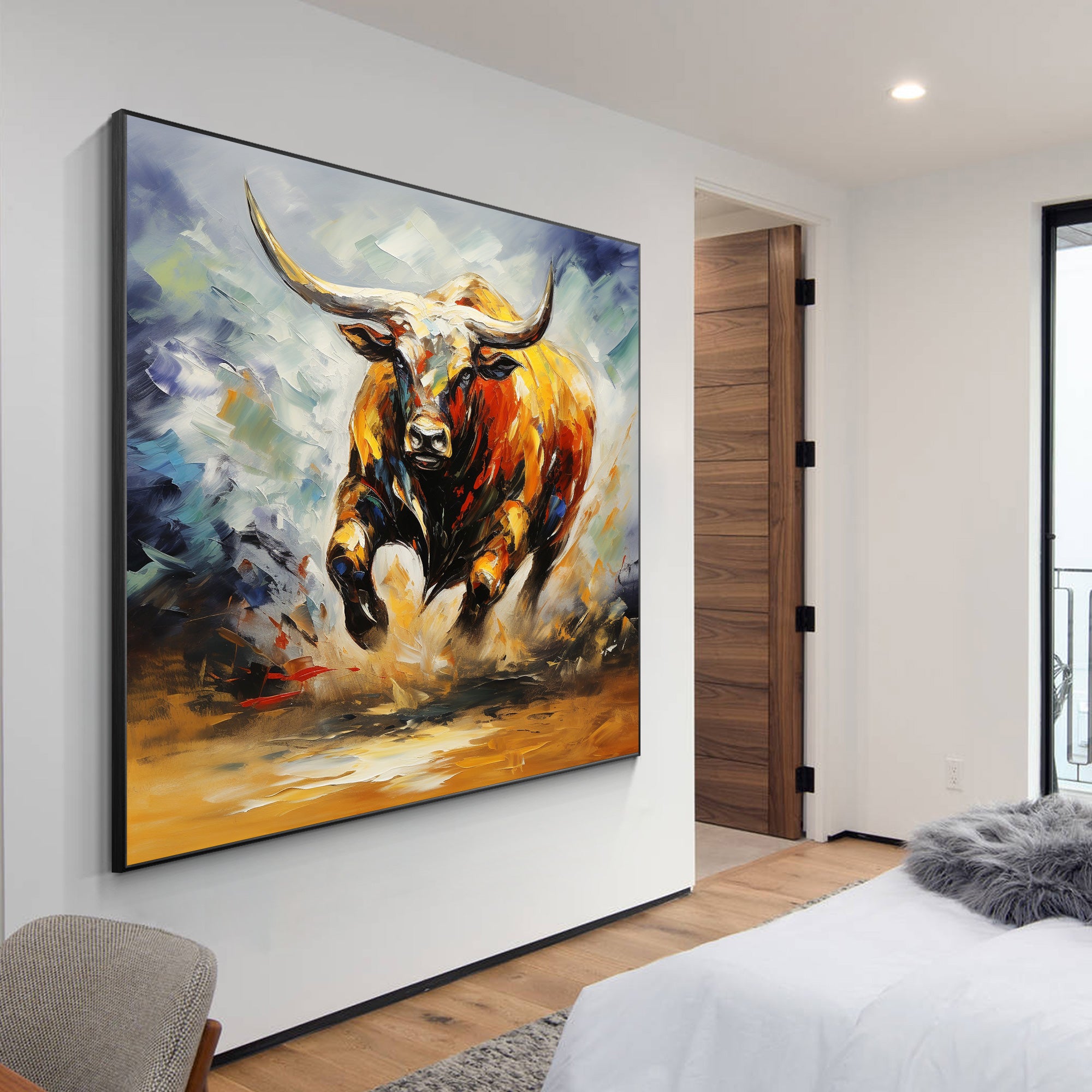 Running Bull Texture Wall Art