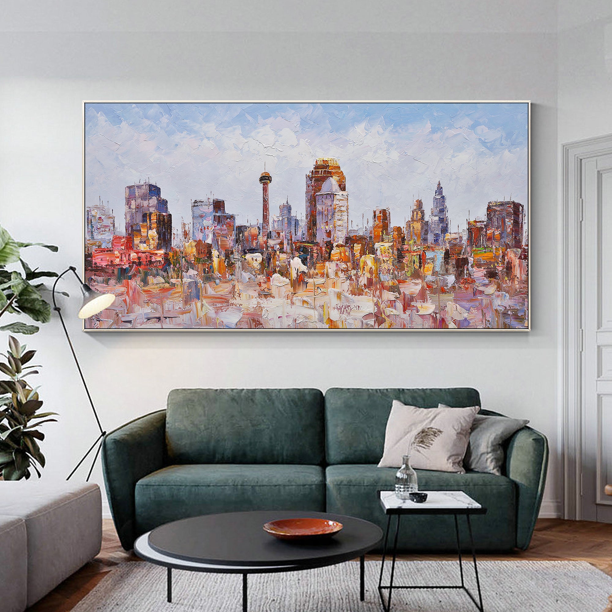 san antonio texas oil city painting textured wall art