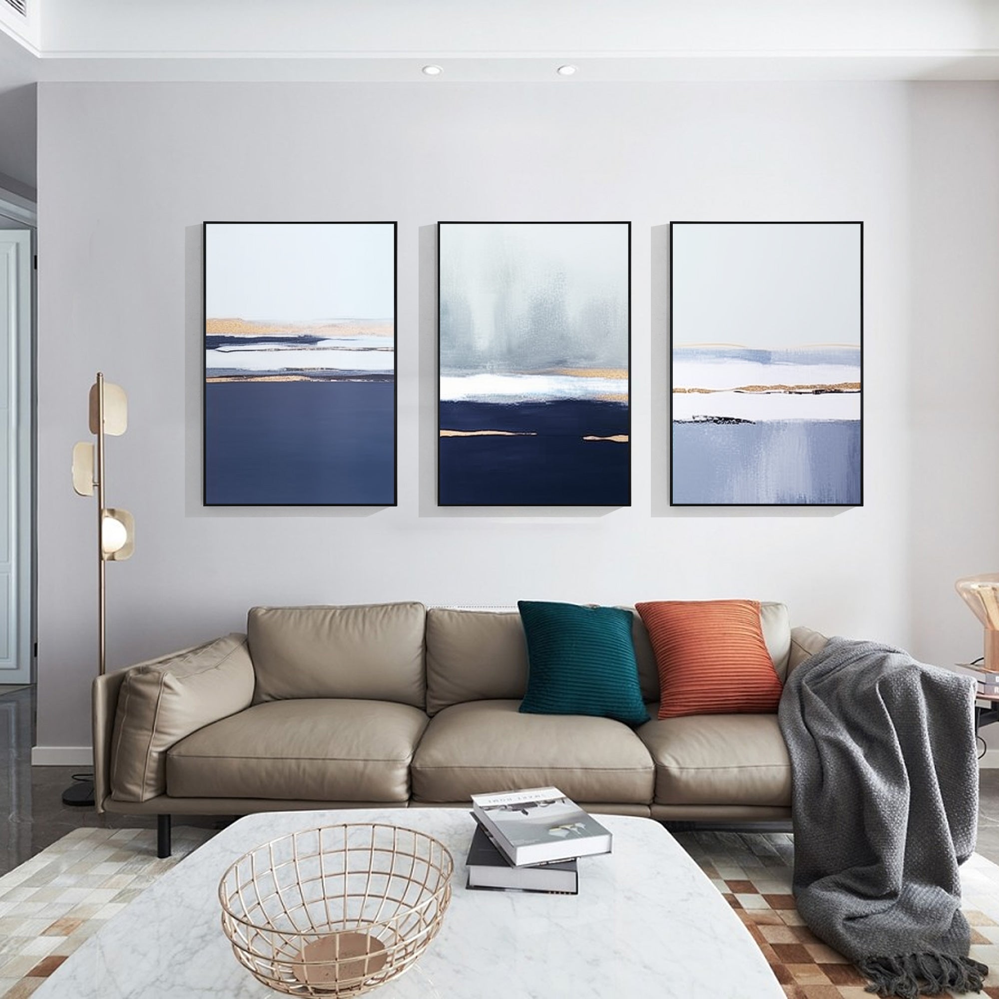 Set of 3 Ocean Abstract Painting_W016