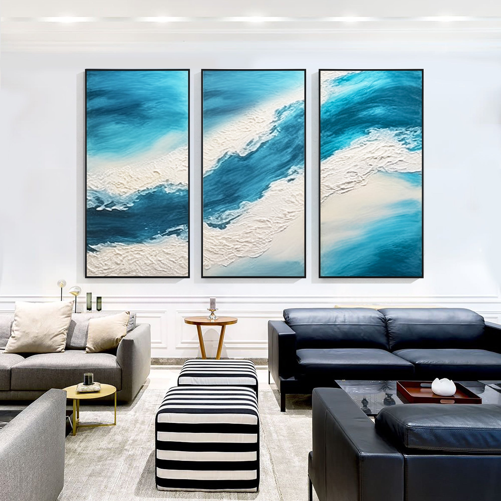 Set of 3 Ocean Texture Painting