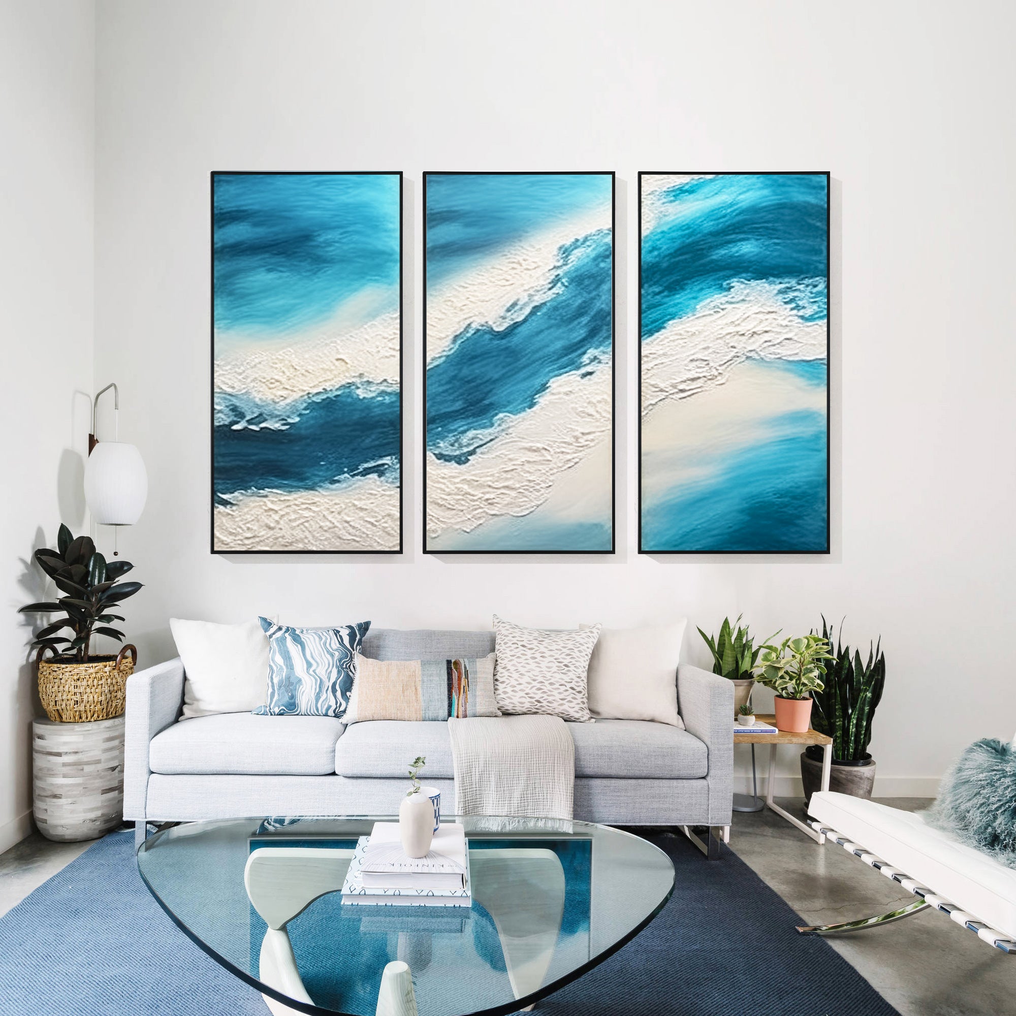 Set of 3 Ocean Texture Painting