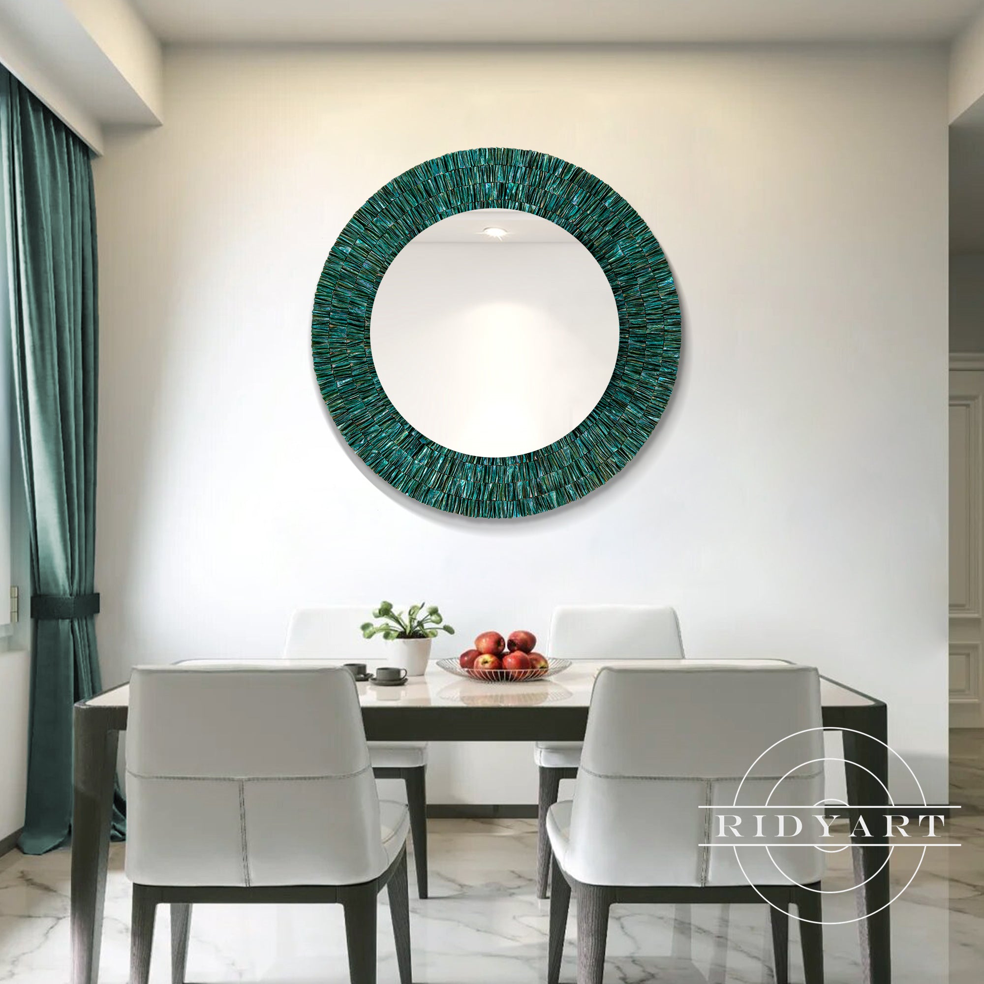 Coastal-inspired mirror with shell accents for home decor