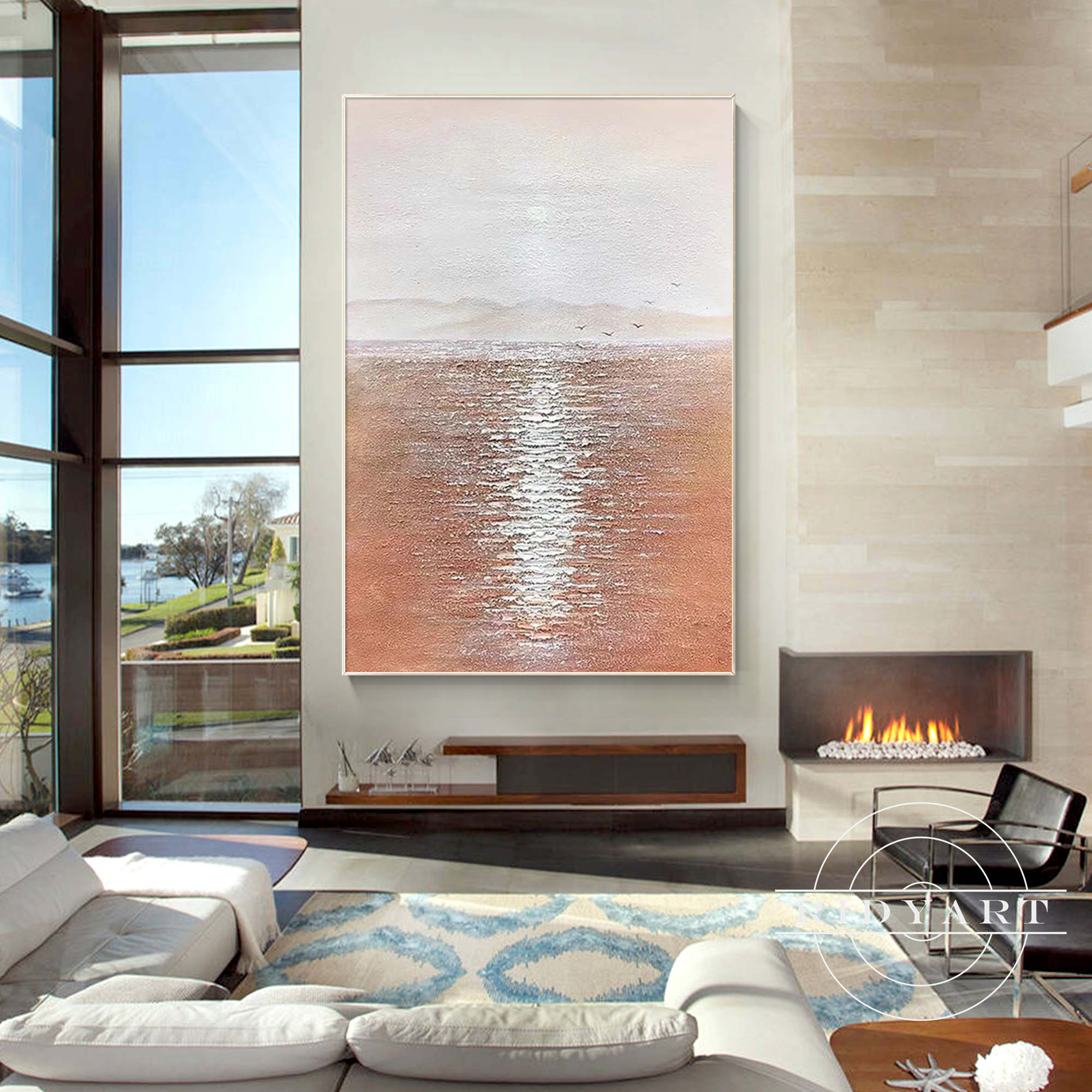 Stunning Sea Sunrise Painting - Beautiful Ocean View Wall Art for Home Decor