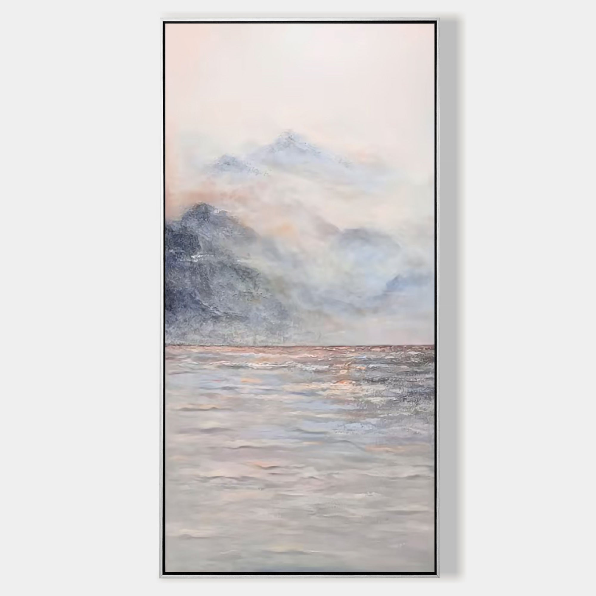 Mountain And Lake Painting Large Vertical Wall Art