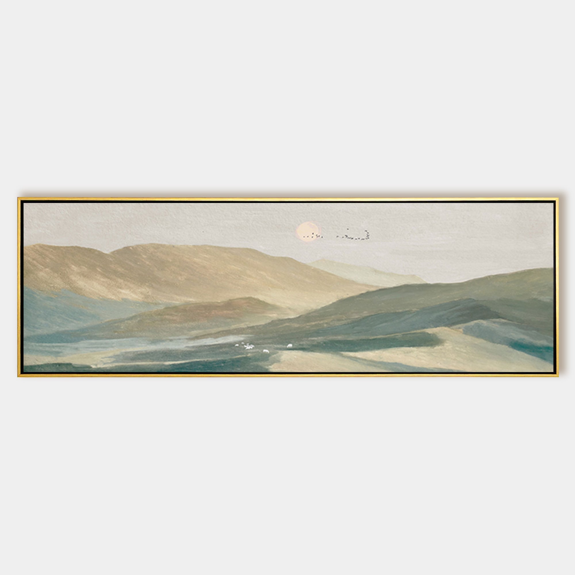 Sunrise in the Mountain Oil Painting Long Horizontal Wall Art