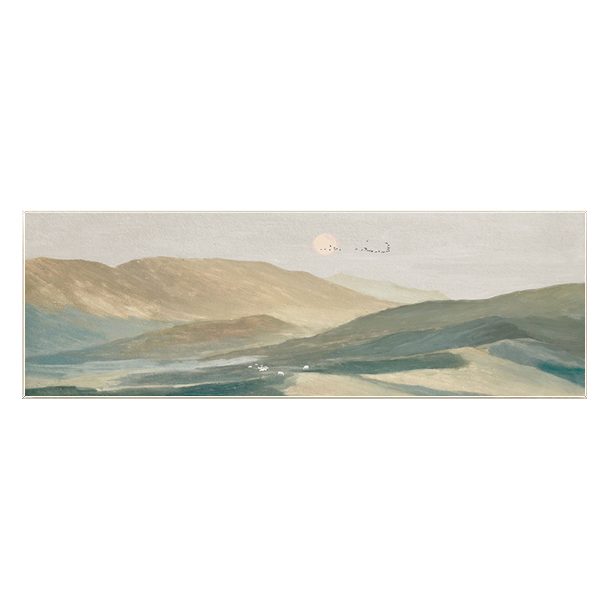 Mountain Sunset Oil Painting Horizontal Wall Art