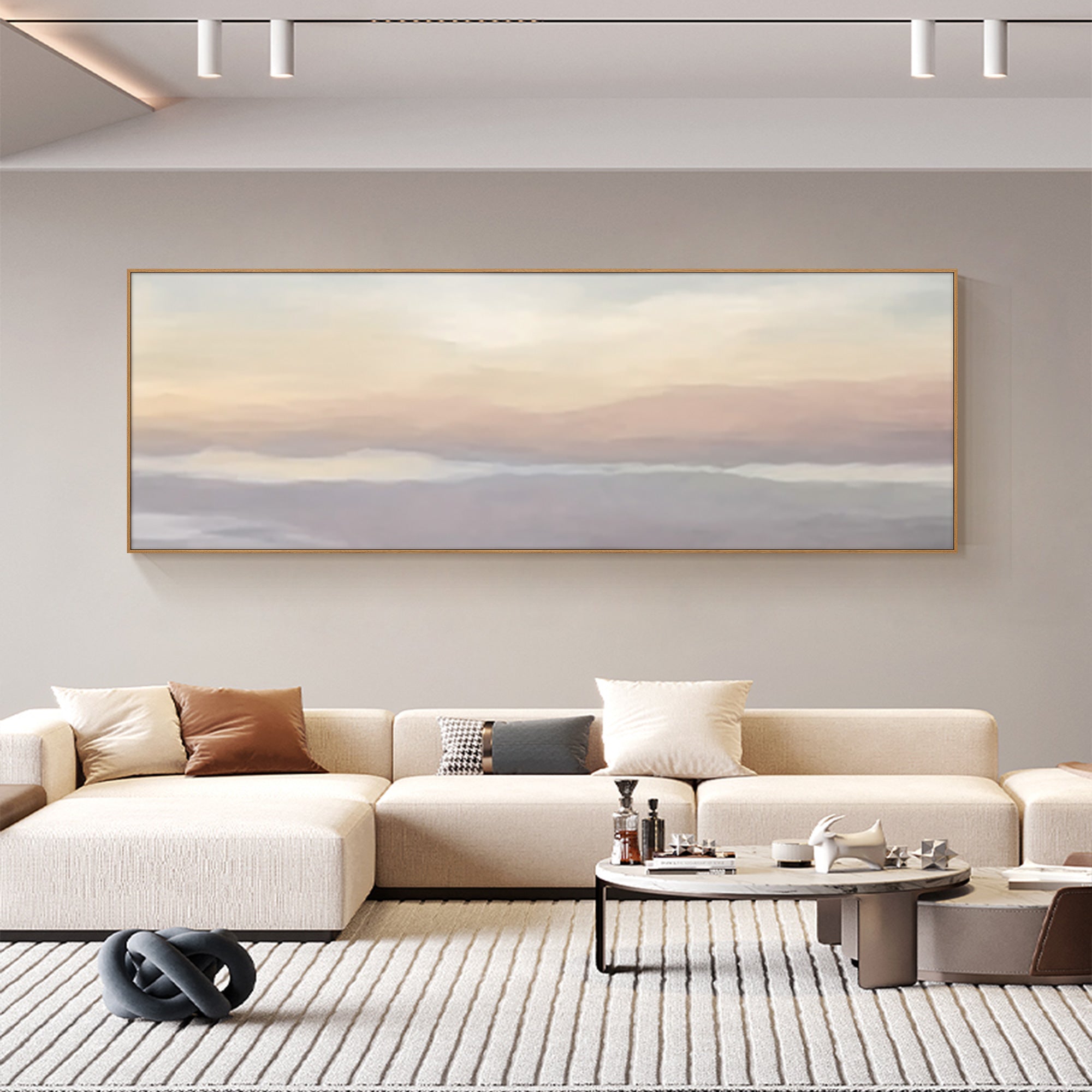 Sunrise Sea Oil Painting Long Horizontal Wall Art