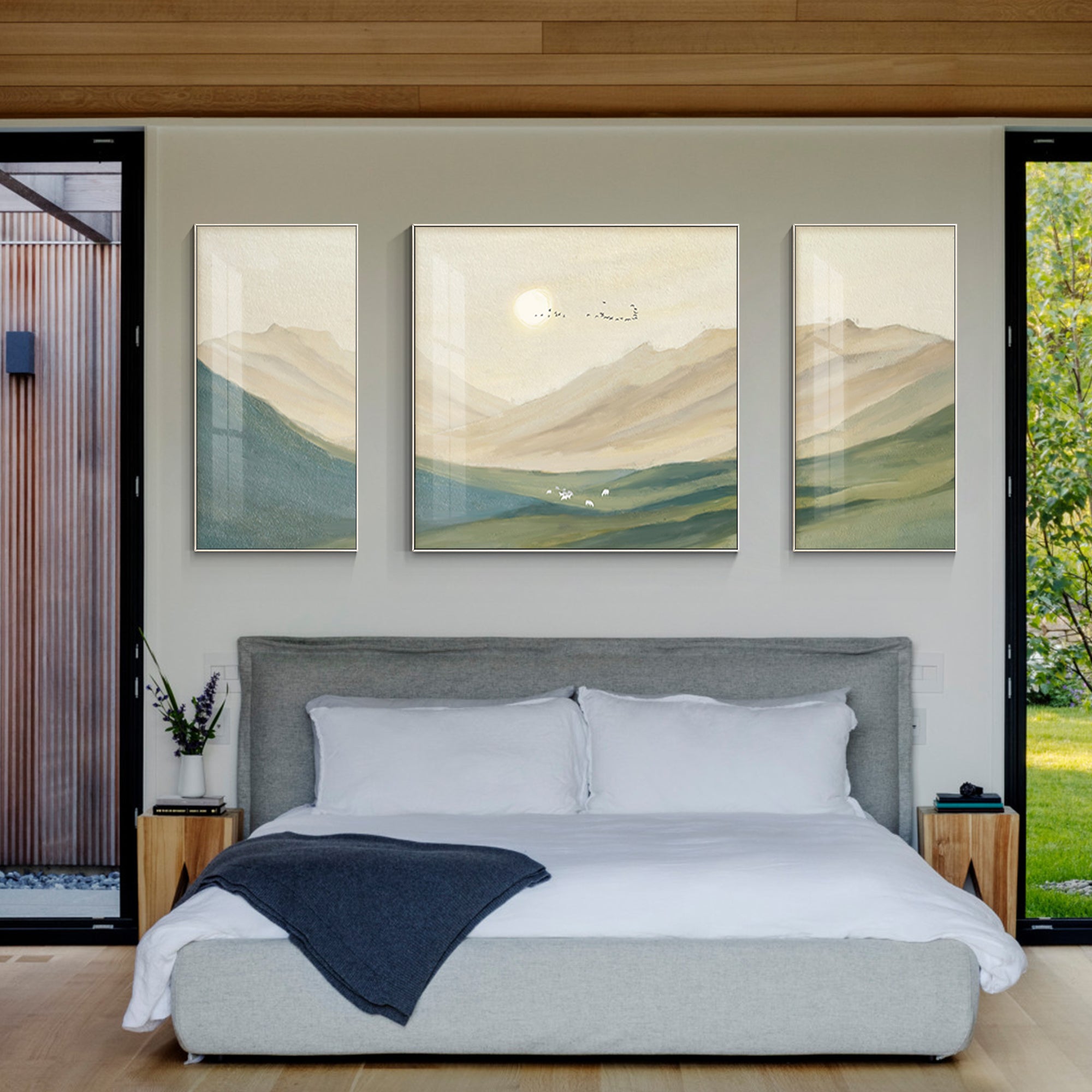 Sunrise in the Mountain Painting 3 Pieces Wall art