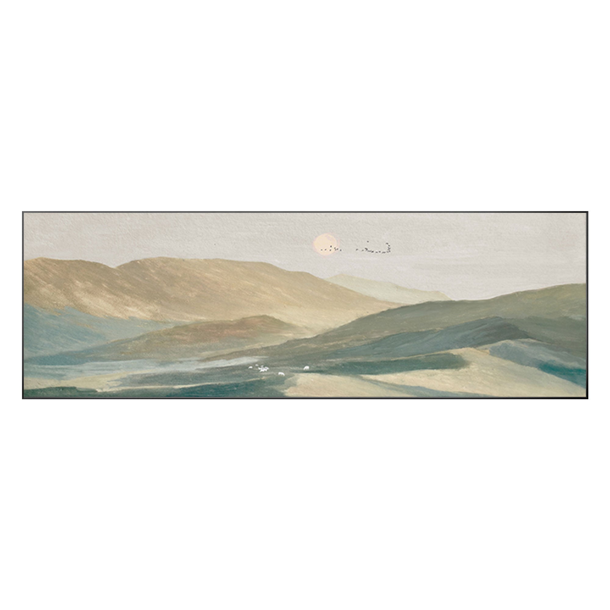 Sunrise in the Mountain Oil Painting Long Horizontal Wall Art