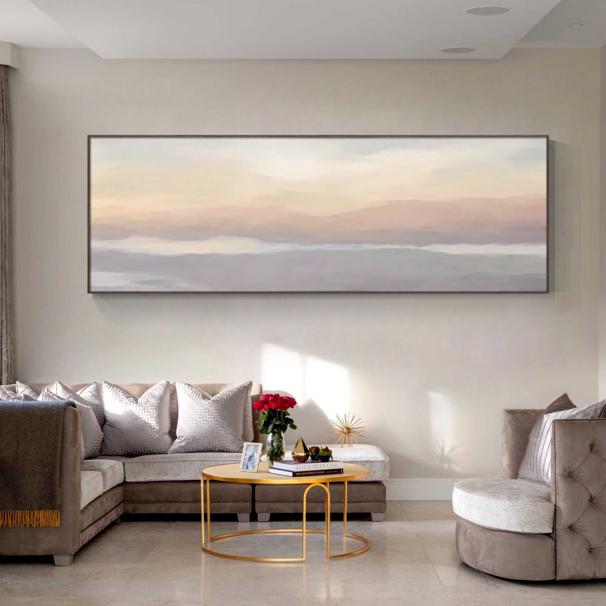 Sunrise Sea Oil Painting Long Horizontal Wall Art