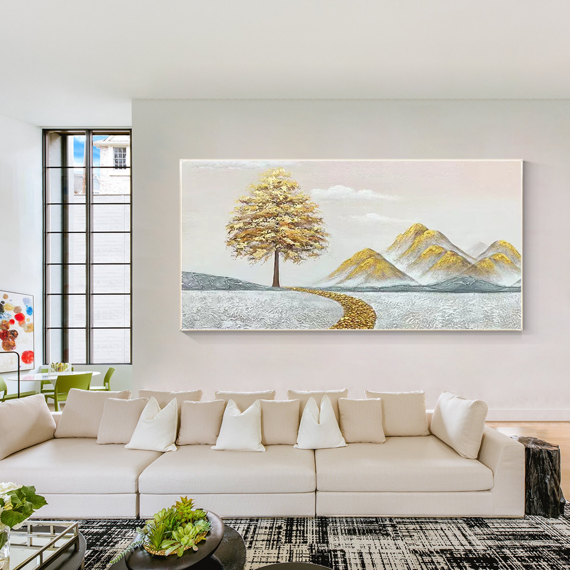 Panoramic Gold Tree and Gold Mountain Painting