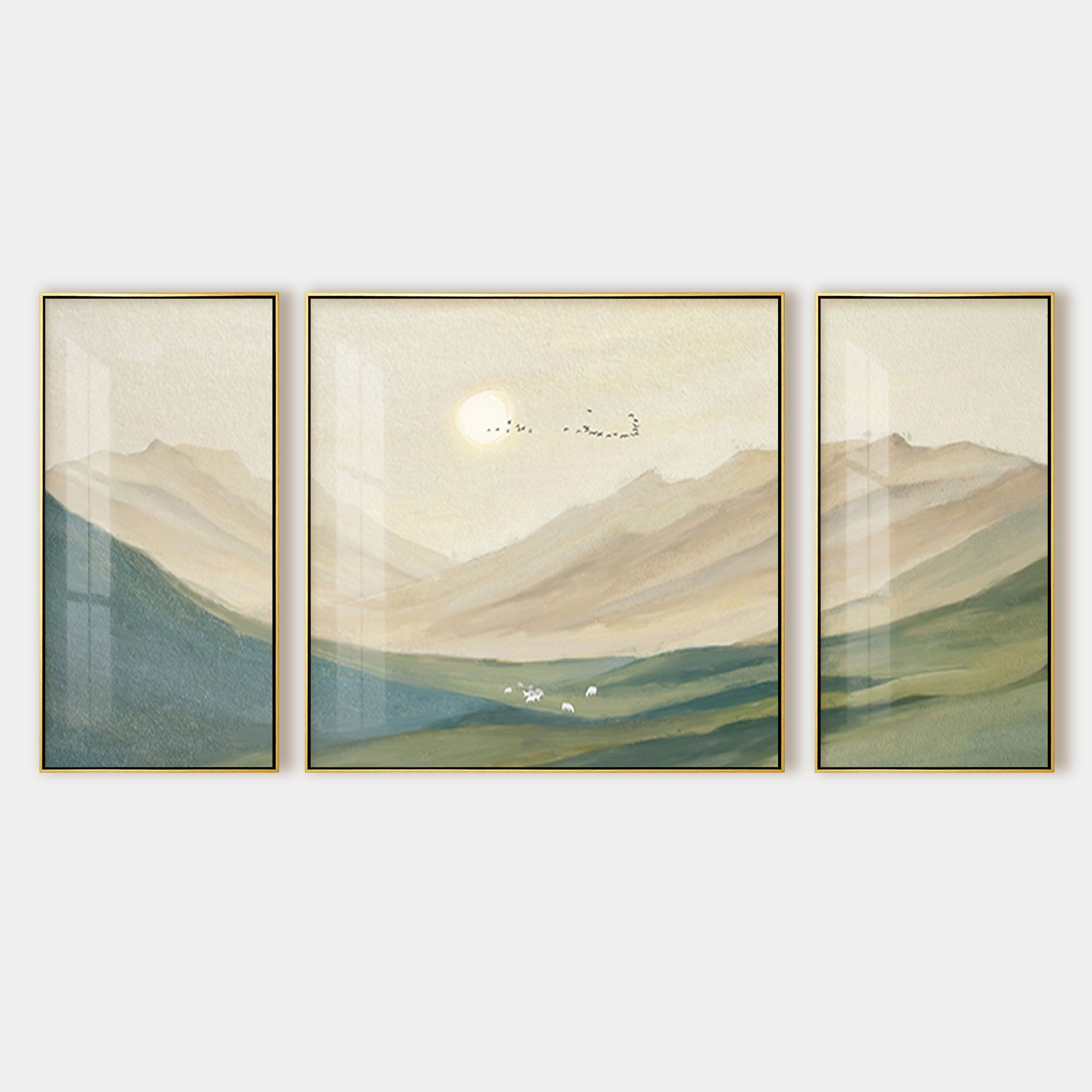 Sunrise in the Mountain Painting 3 Pieces Wall art