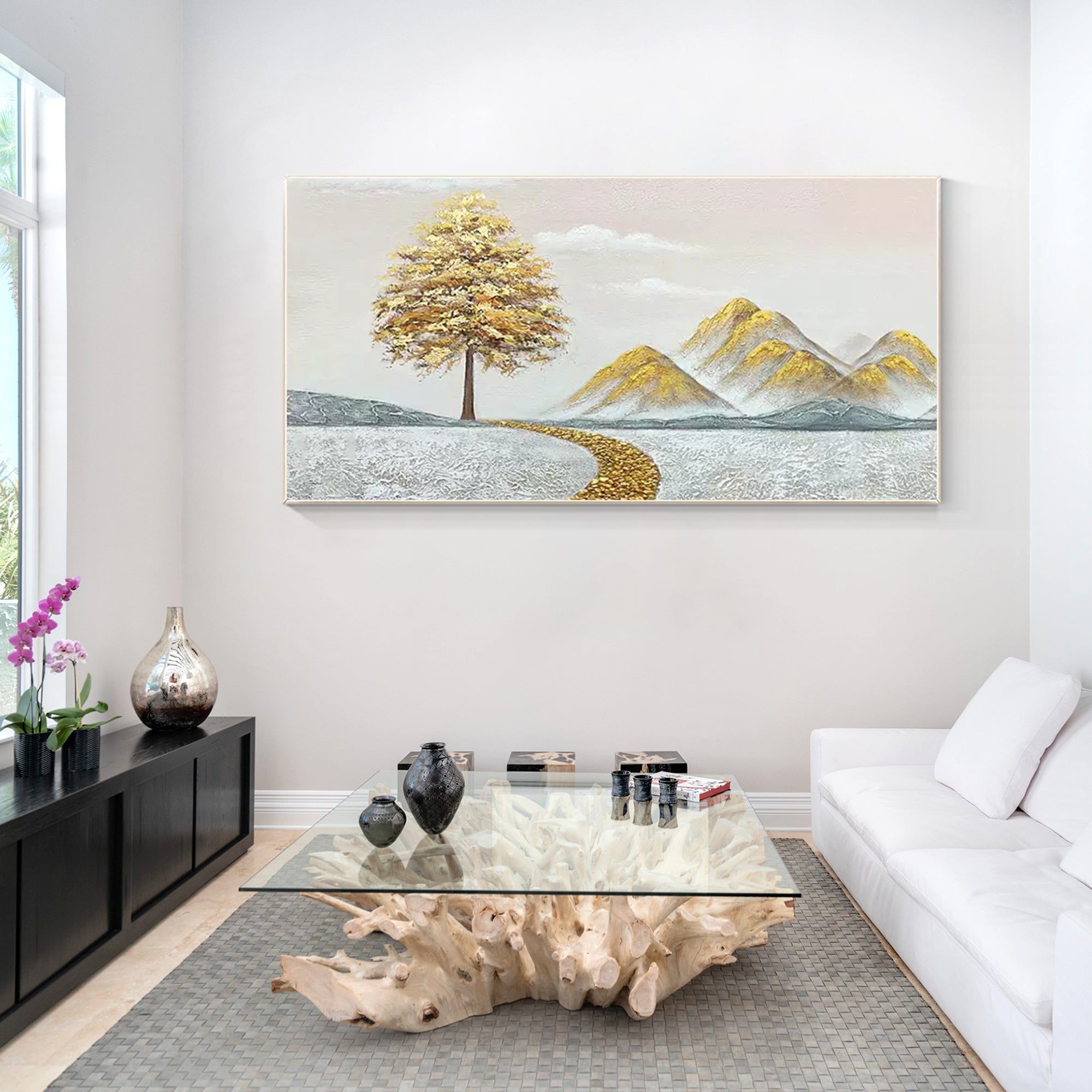 Panoramic Gold Tree and Gold Mountain Painting