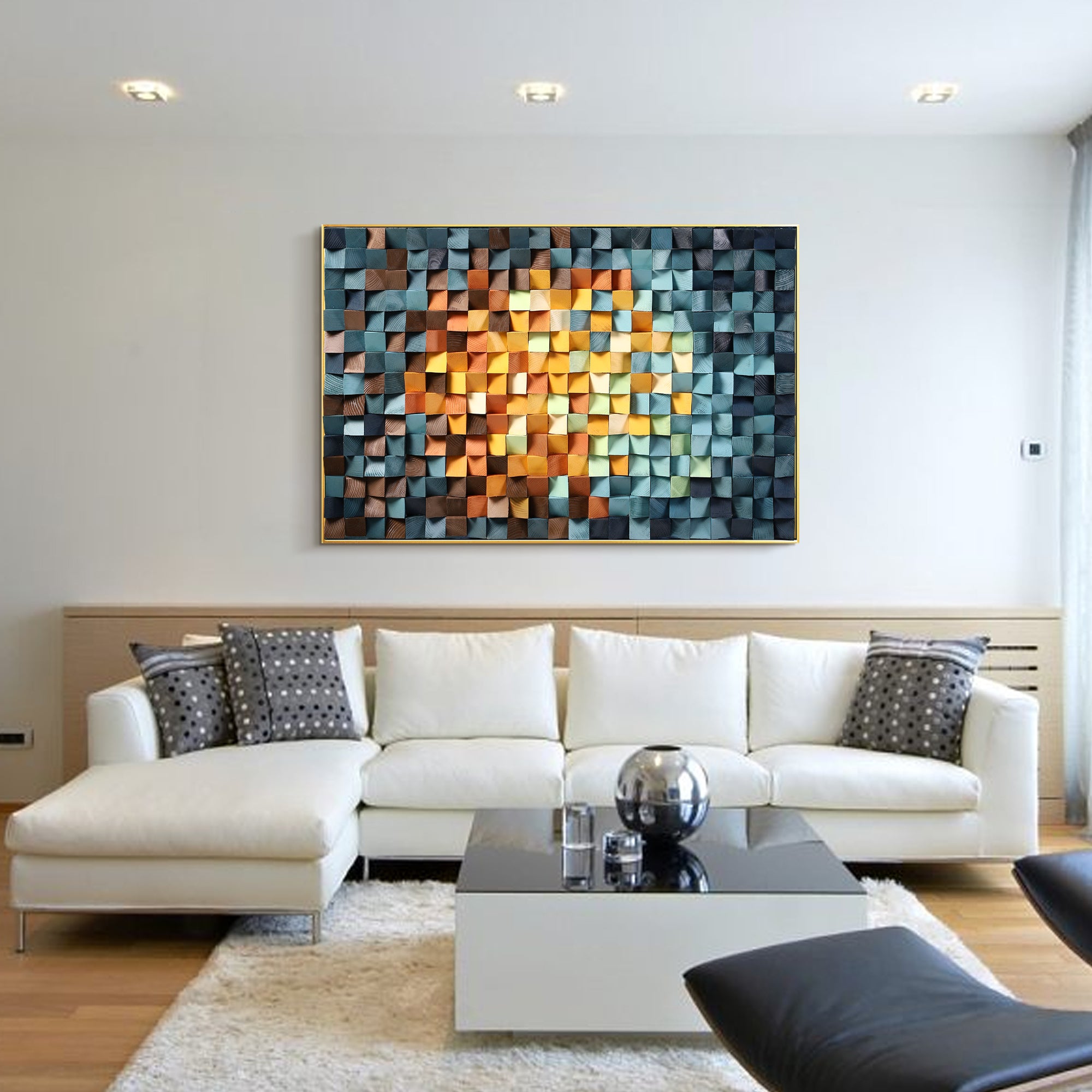 Customizable wood artwork for living room