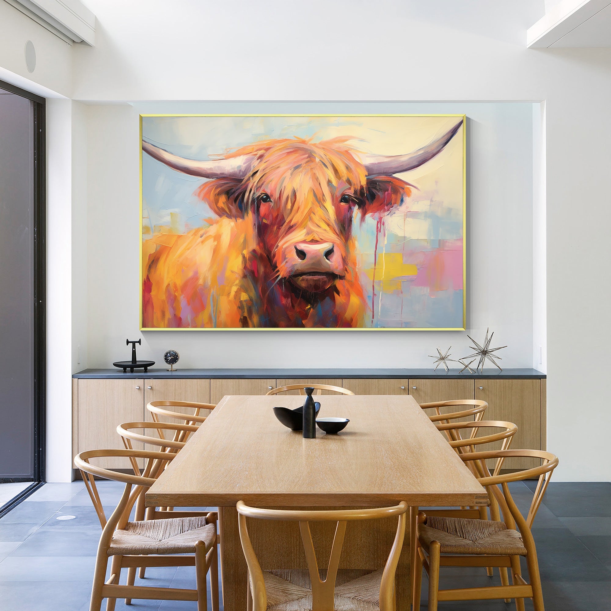 Vibrant Highland Cow Painting