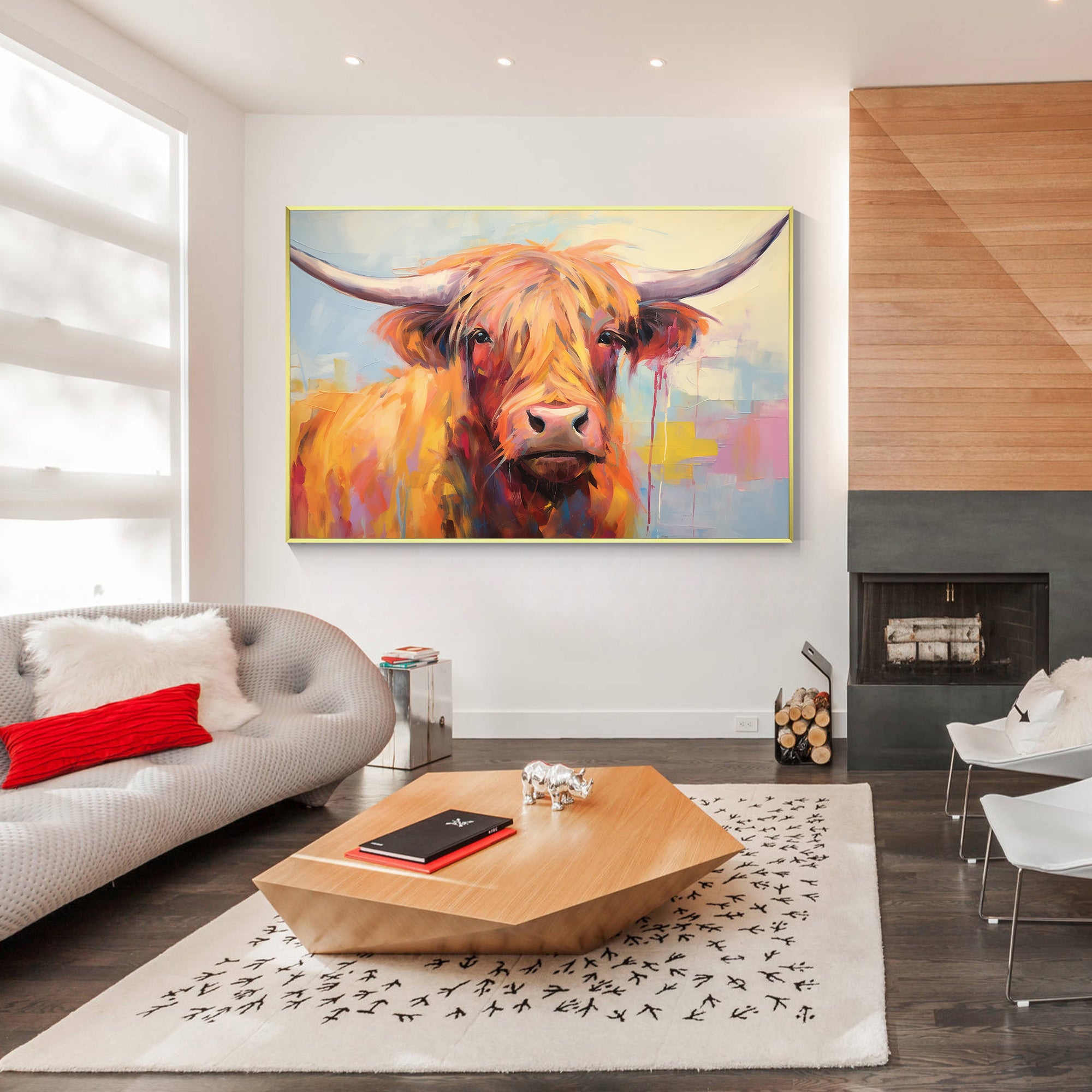 Vibrant Highland Cow Painting