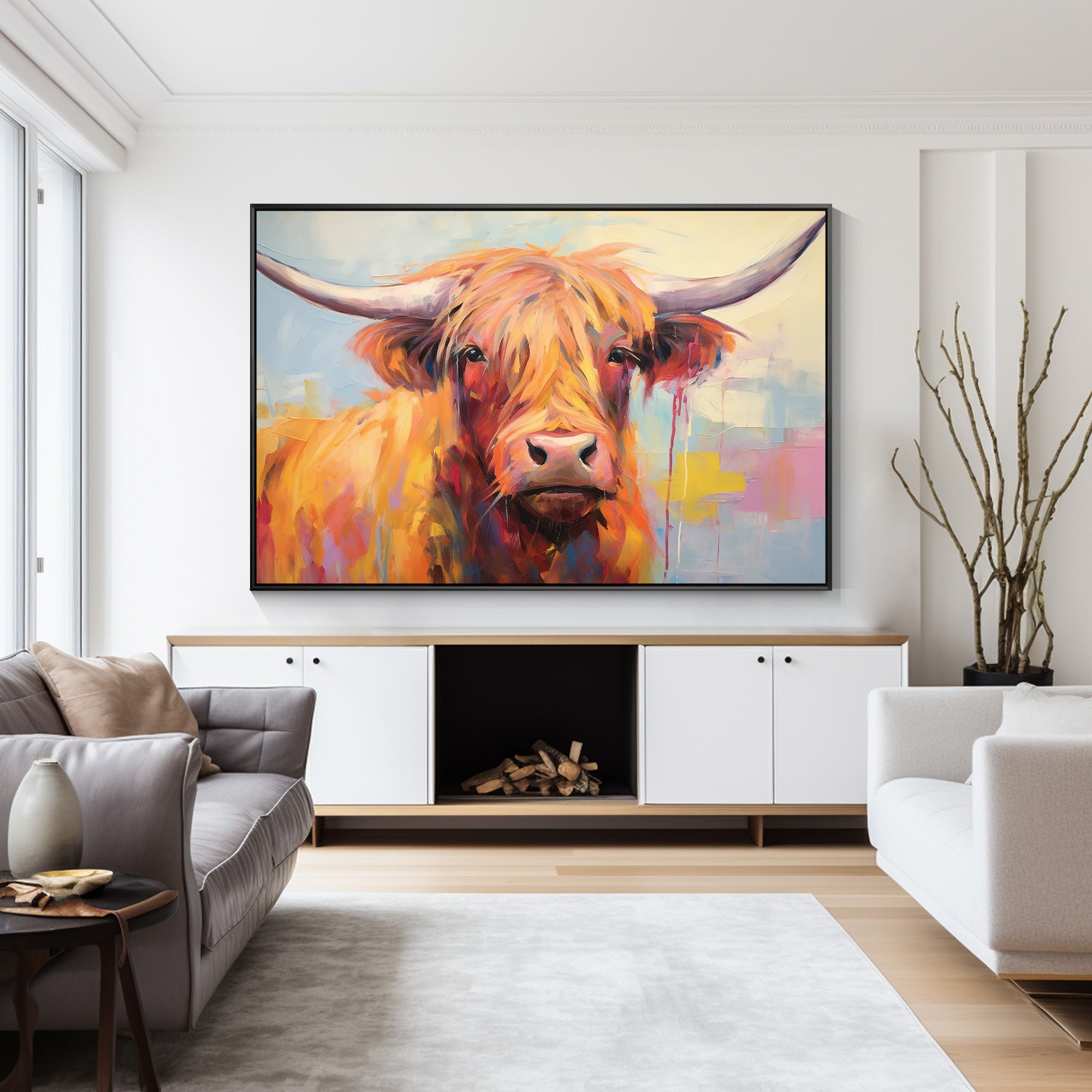 Vibrant Highland Cow Painting