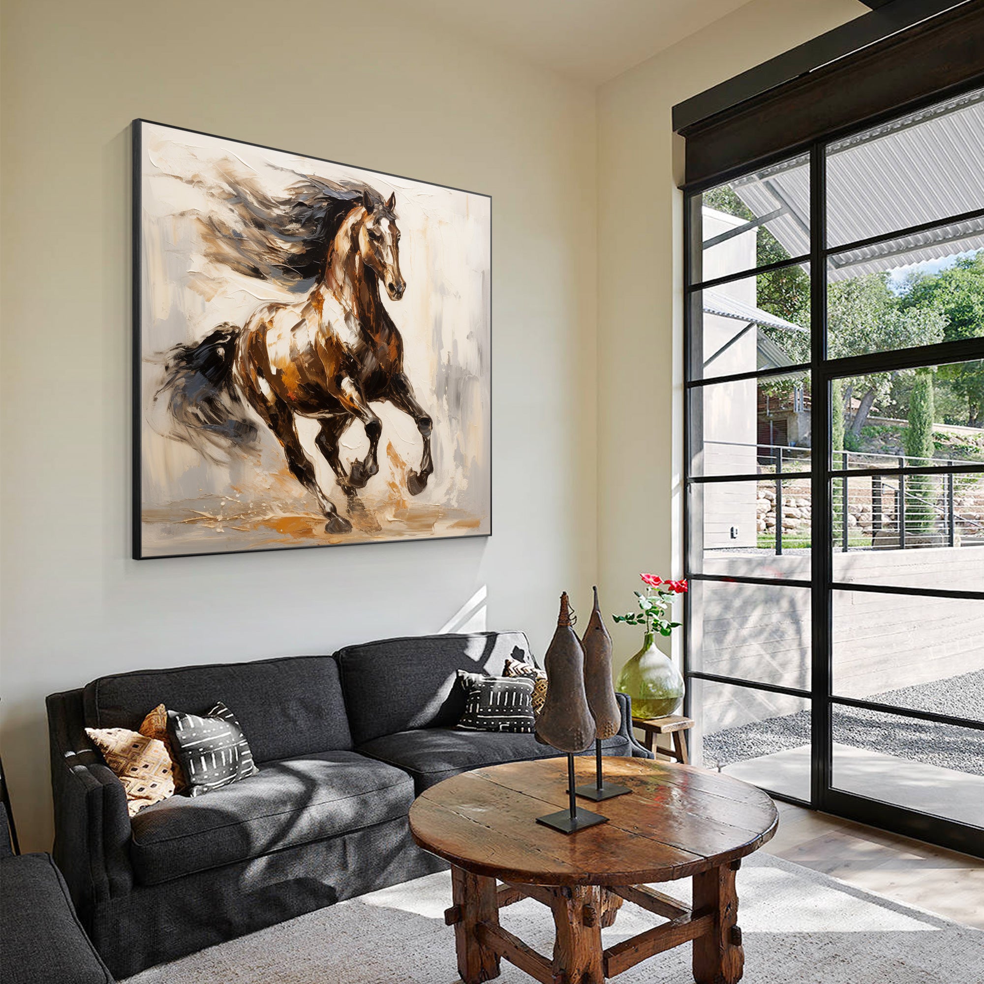 Vintage Style Running Horse Painting