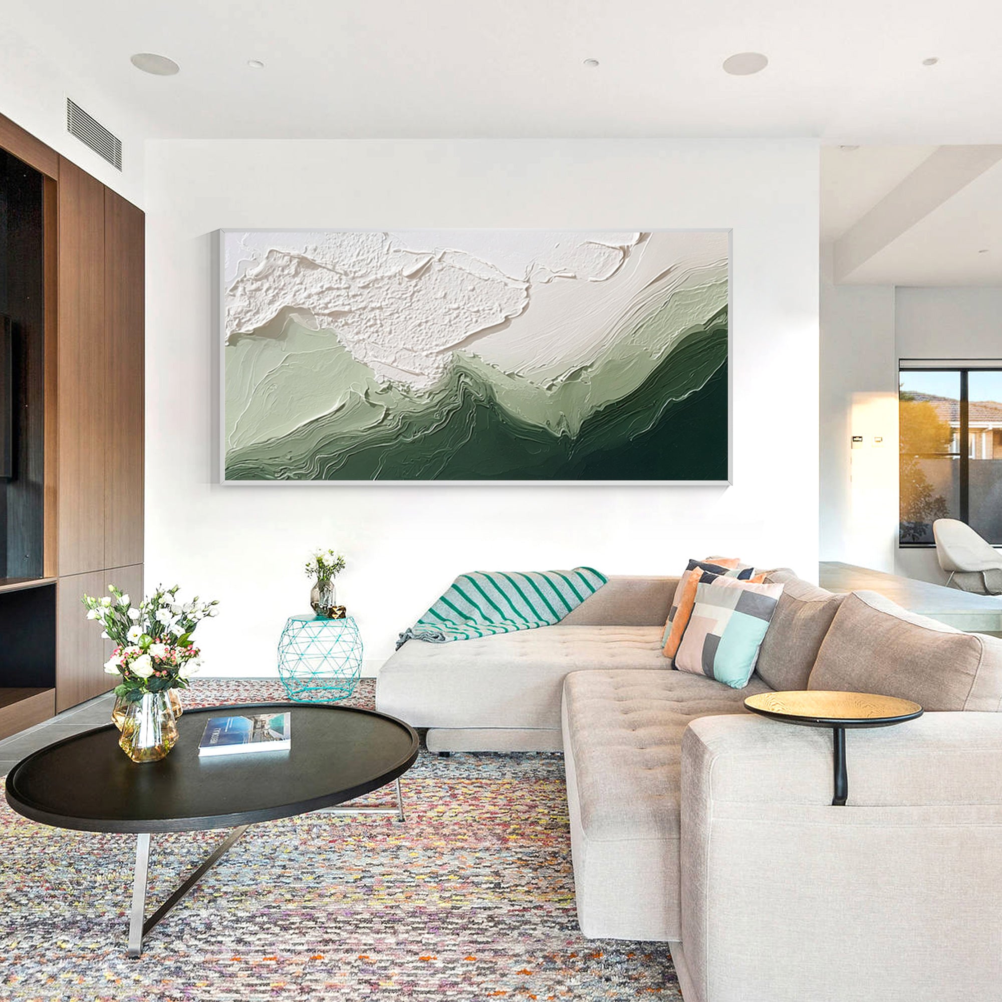 Toile texturée moderne à motif de vague océanique