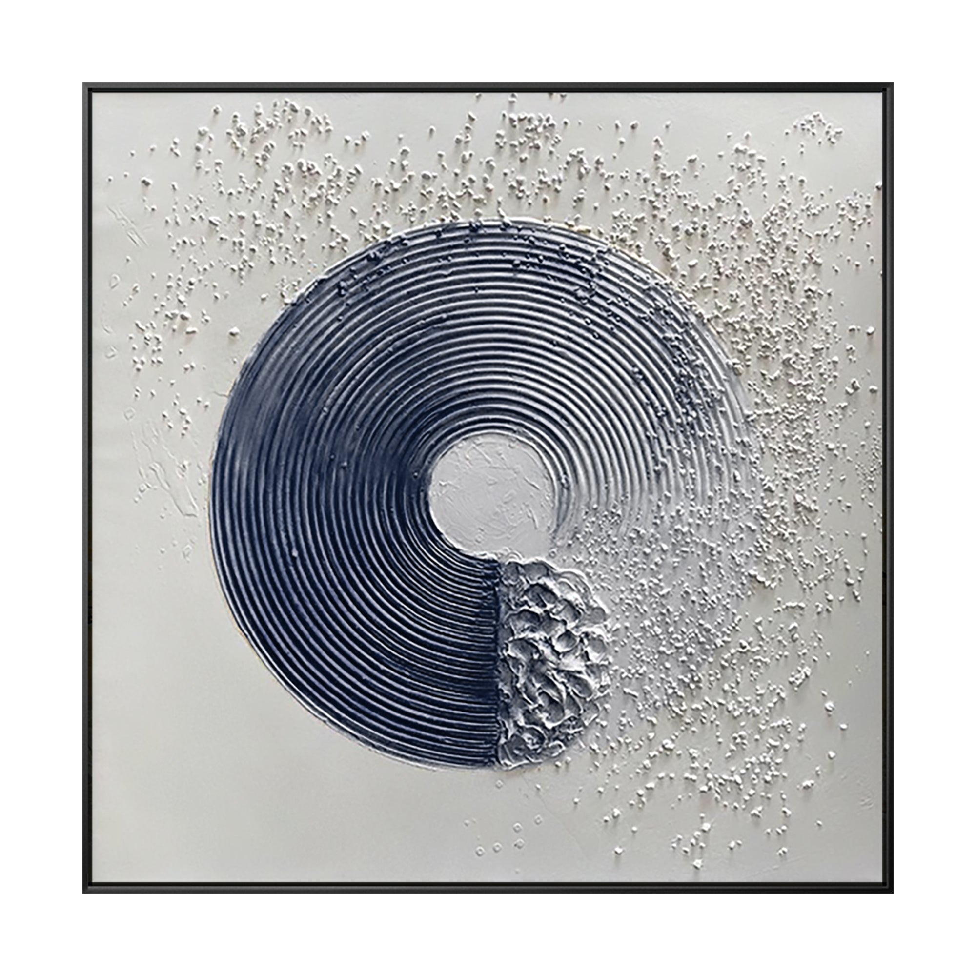 Navy Blue Textured Abstract Painting