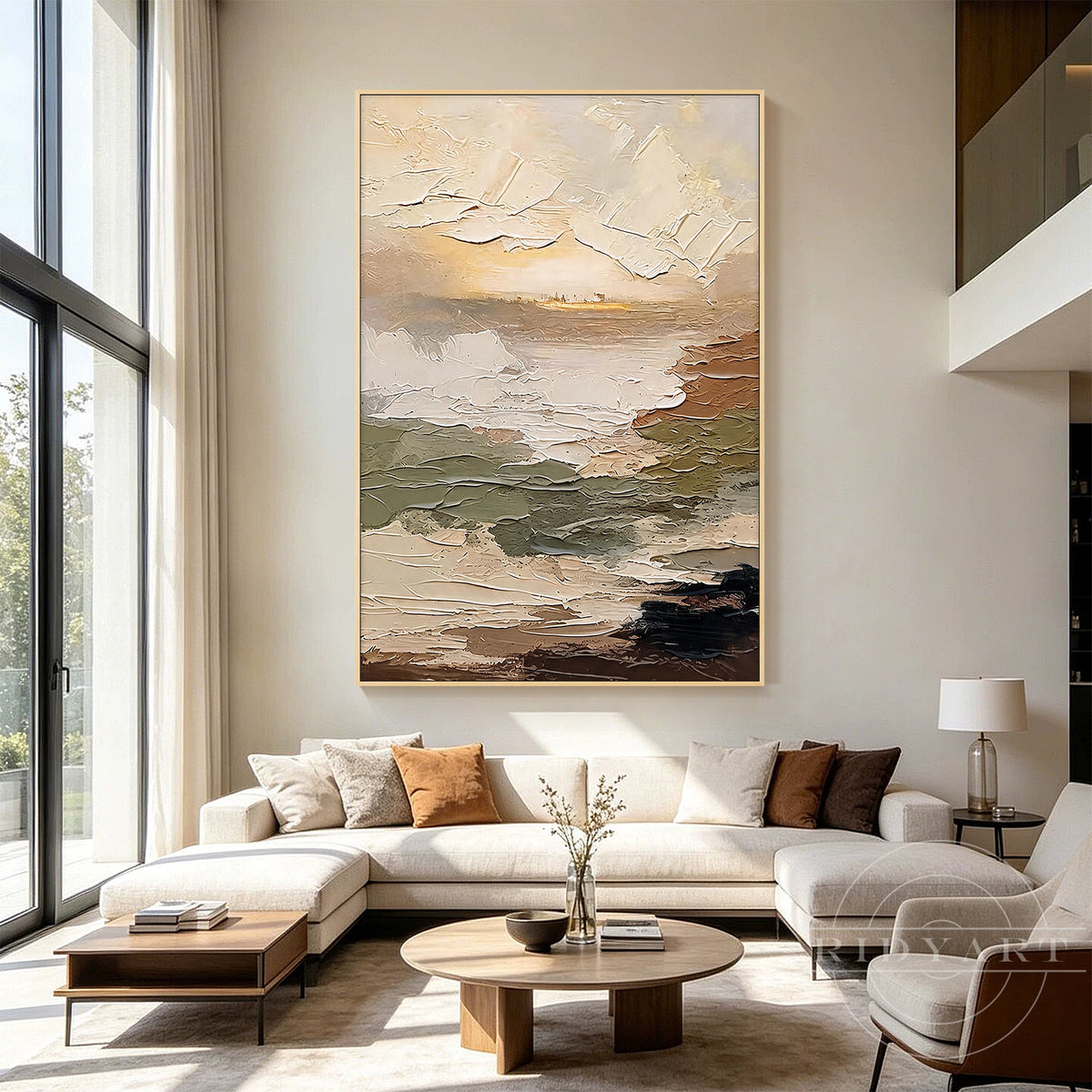 Large 40x60 inch hand-painted textured canvas artwork for living room décor