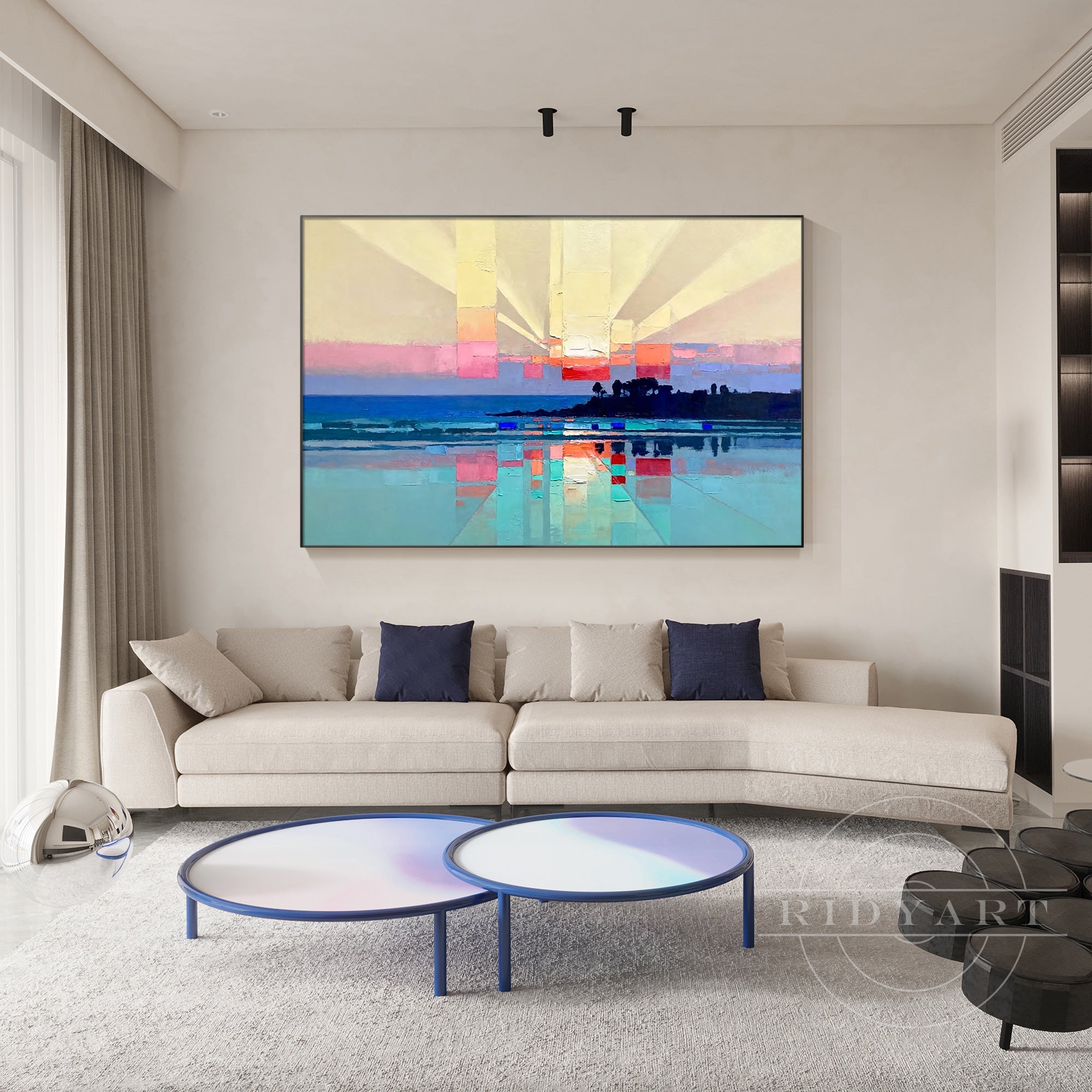 modern abstract city skyline painting