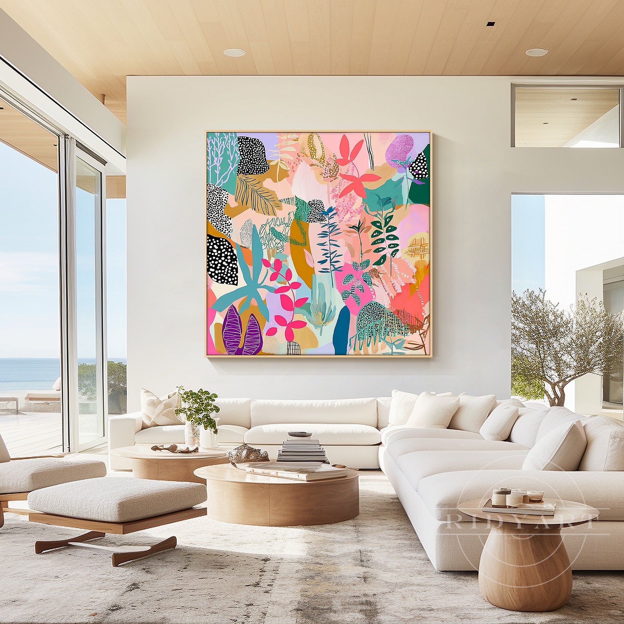 Modern abstract multicolor canvas funky vibrant wall art