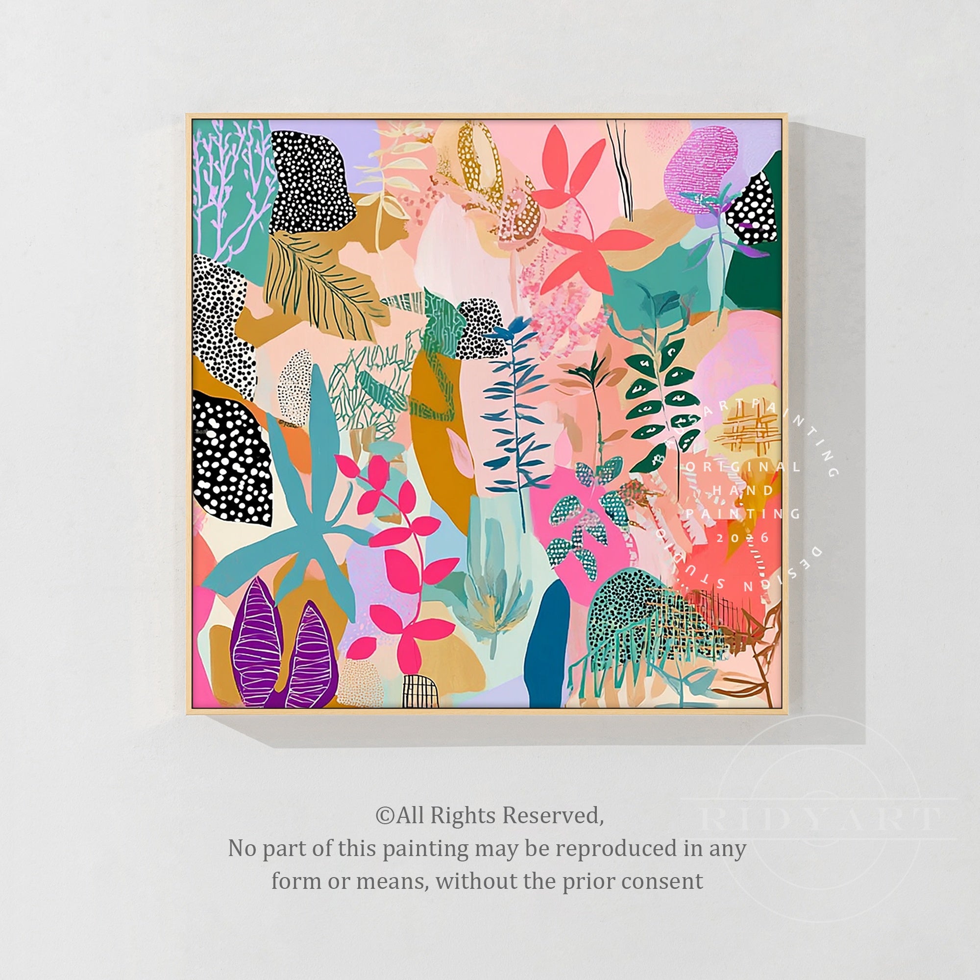 Vivid multicolor modern abstract painting dorm room decor