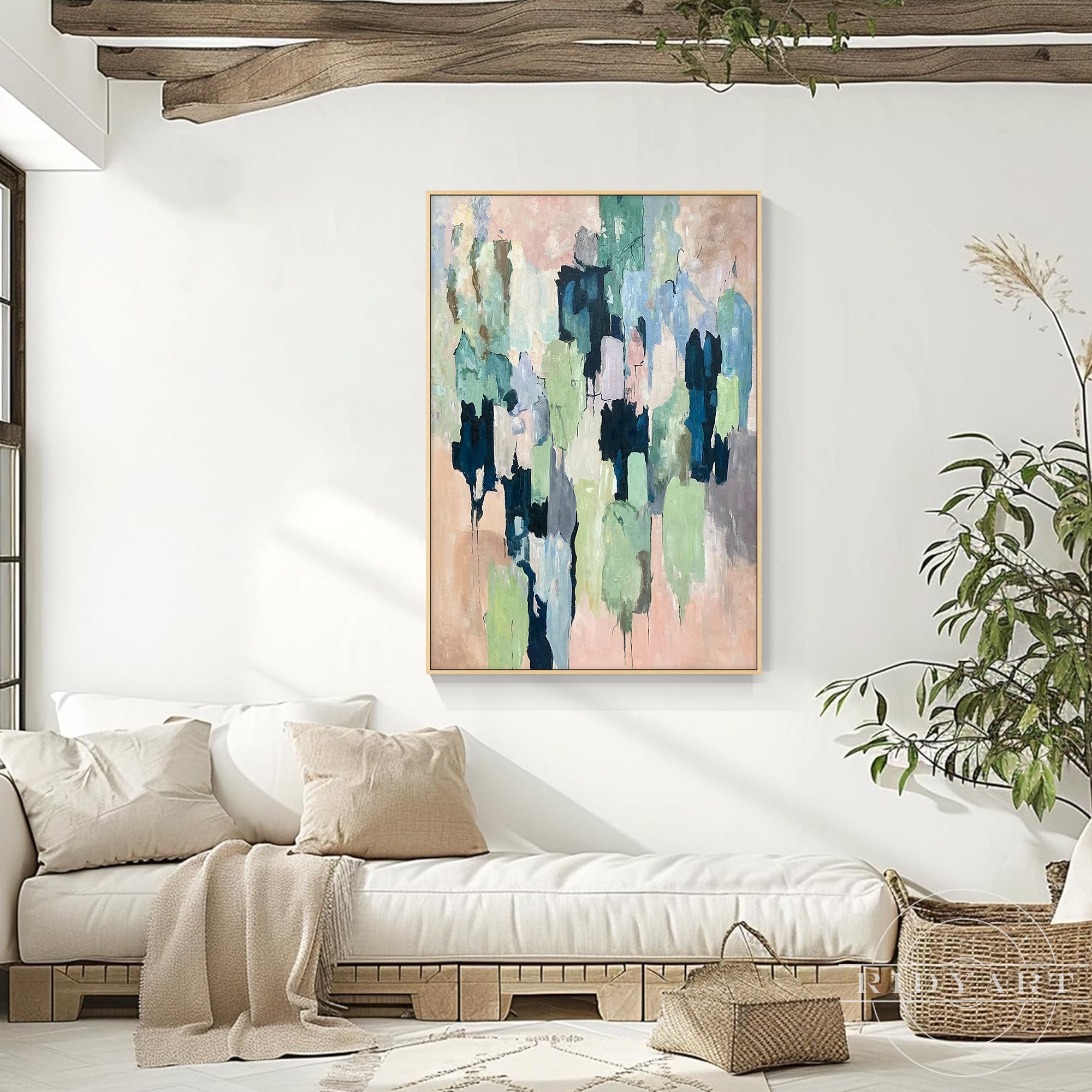 Modern minimalist abstract canvas painting for living room decor