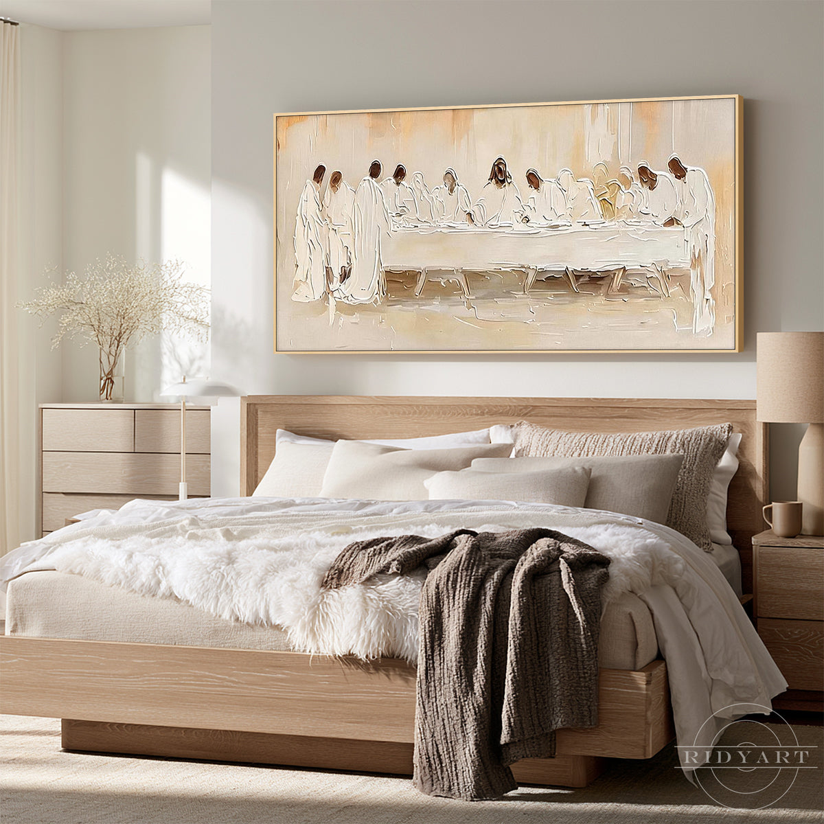 Original textured wall art depicting the Last Supper in an elegant modern style