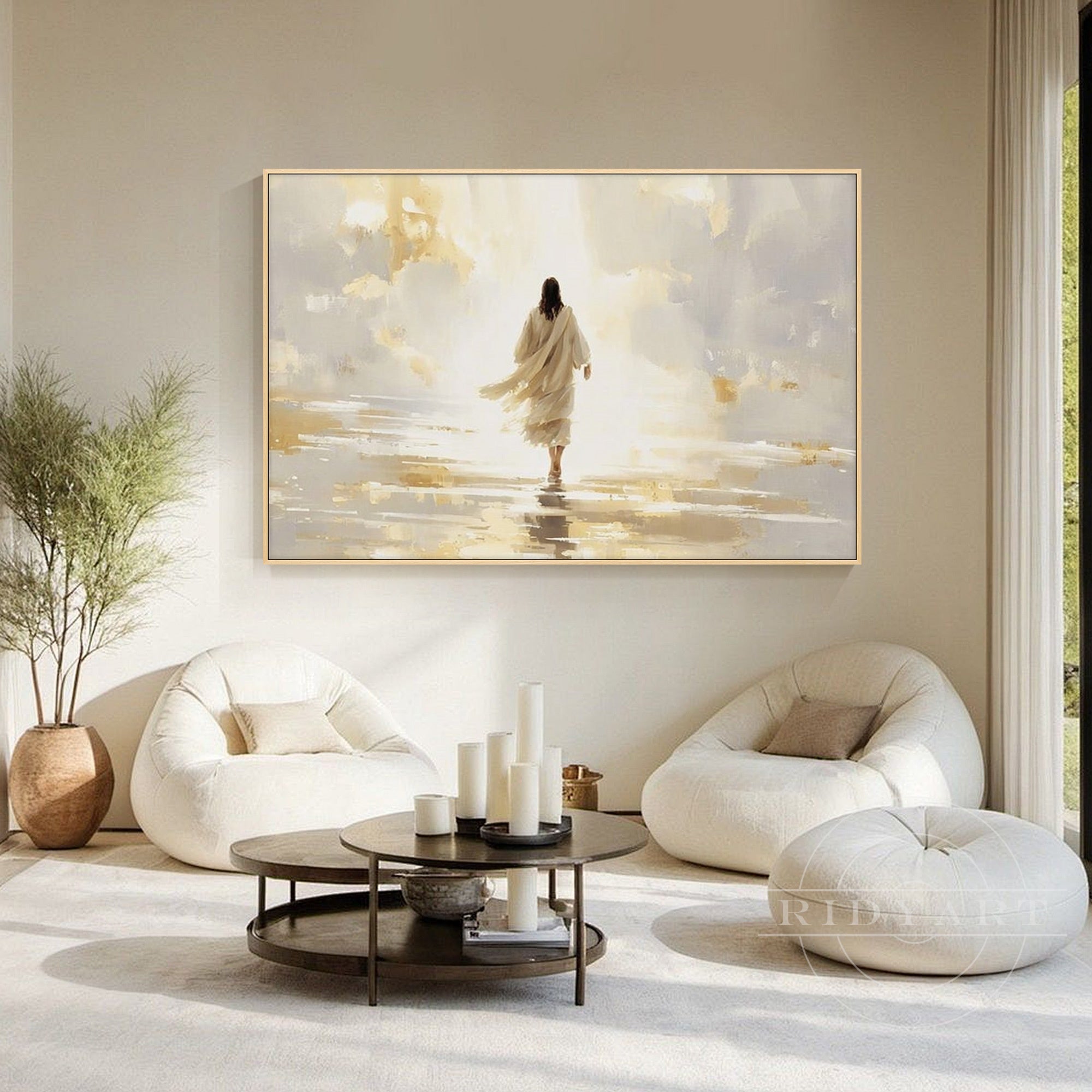 Large inspirational Christian canvas Jesus walking painting