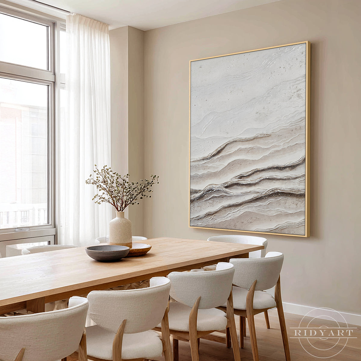 Dimensional textured abstract artwork with layered natural stone-inspired lines