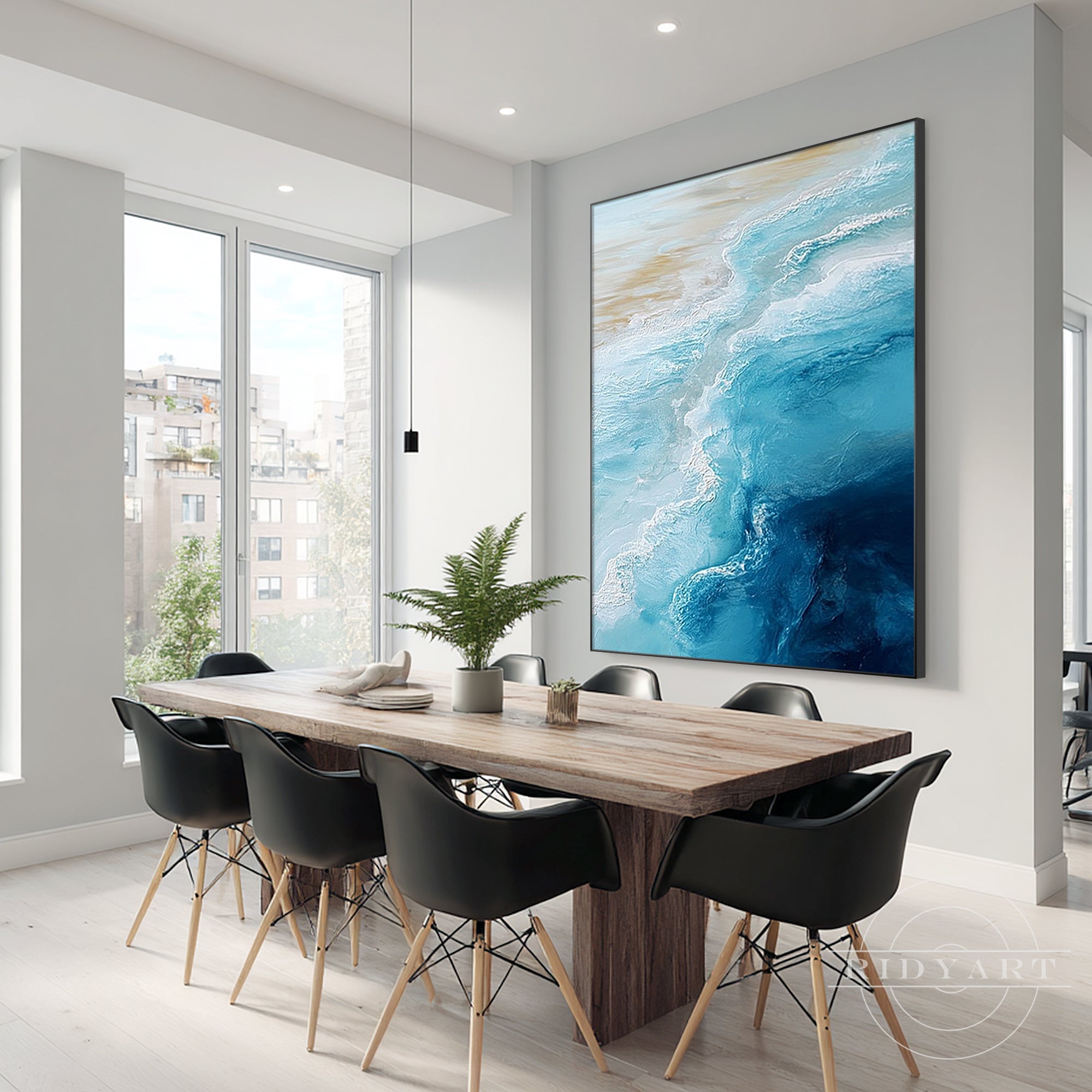 Luxury blue seascape canvas painting for living room and bedroom decor