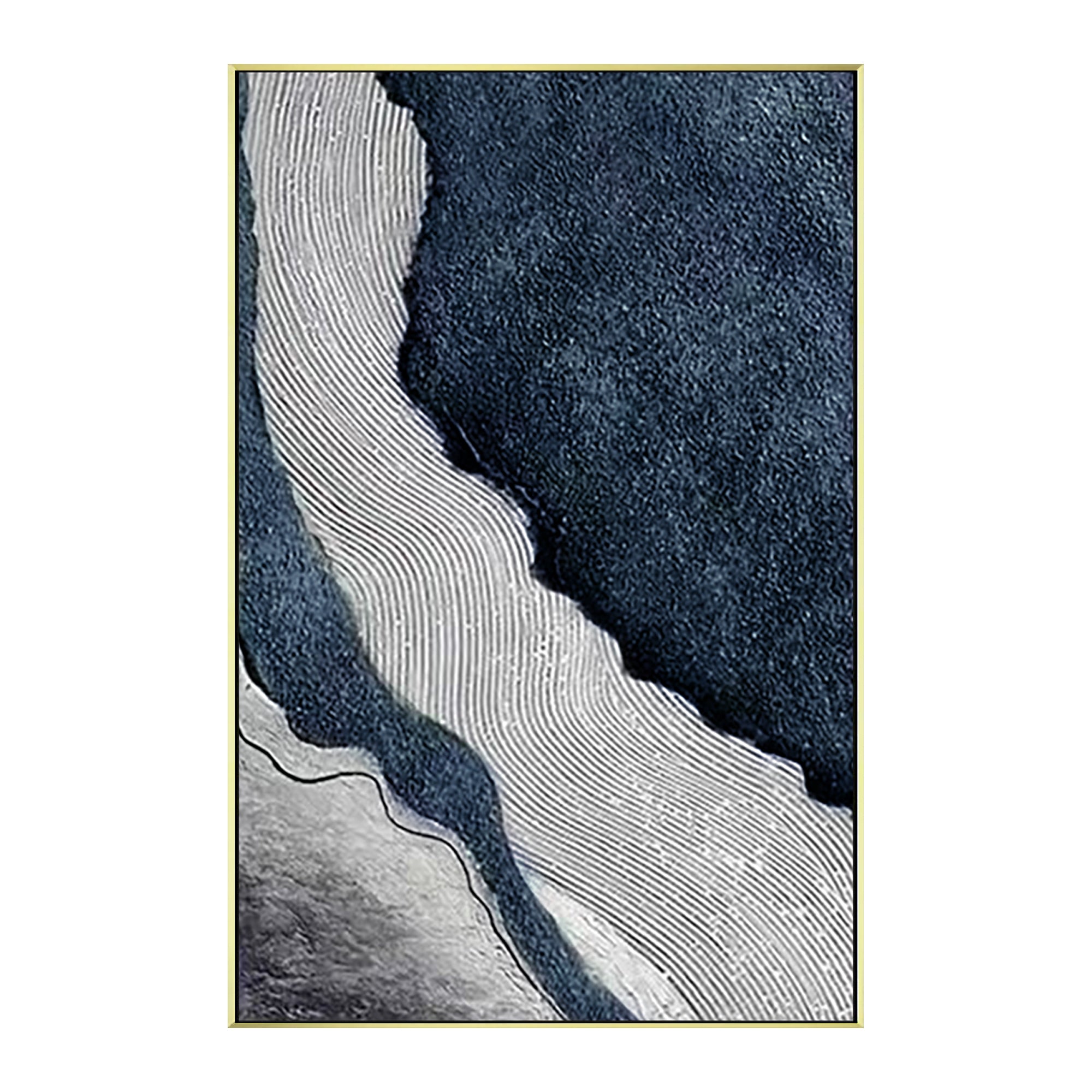 Dark Blue Gray Ocean Abstract Painting - Coastal Wall Art