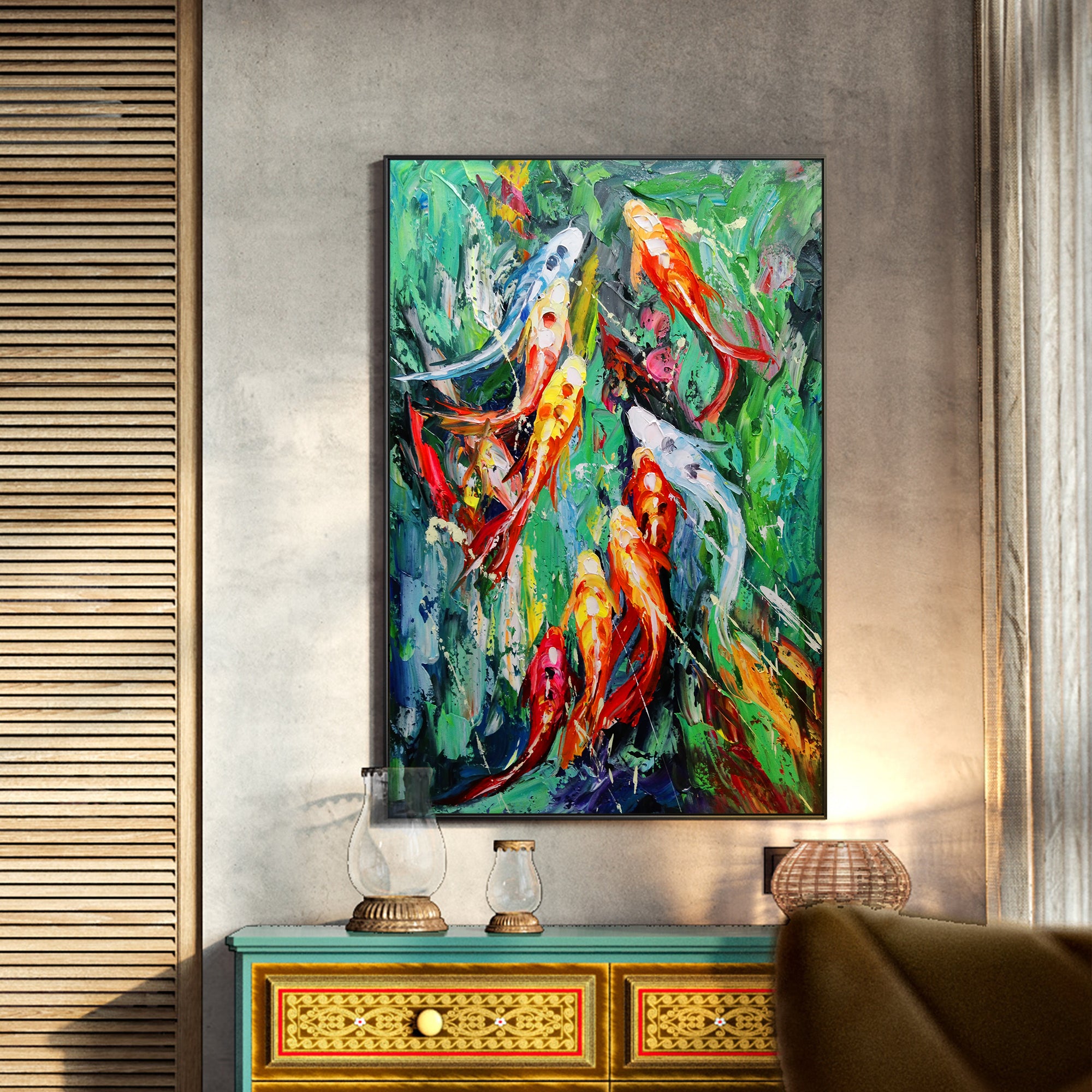 Colorful KOI Fish Painting Zen Art