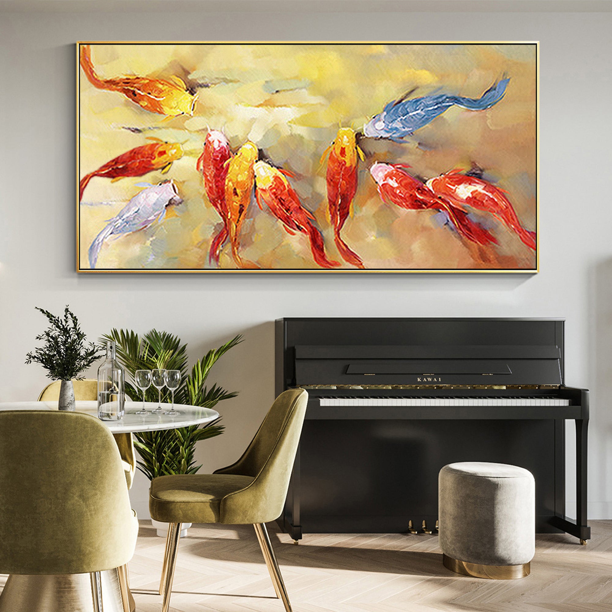 9 Colorful KOI Fish Feng Shui Painting