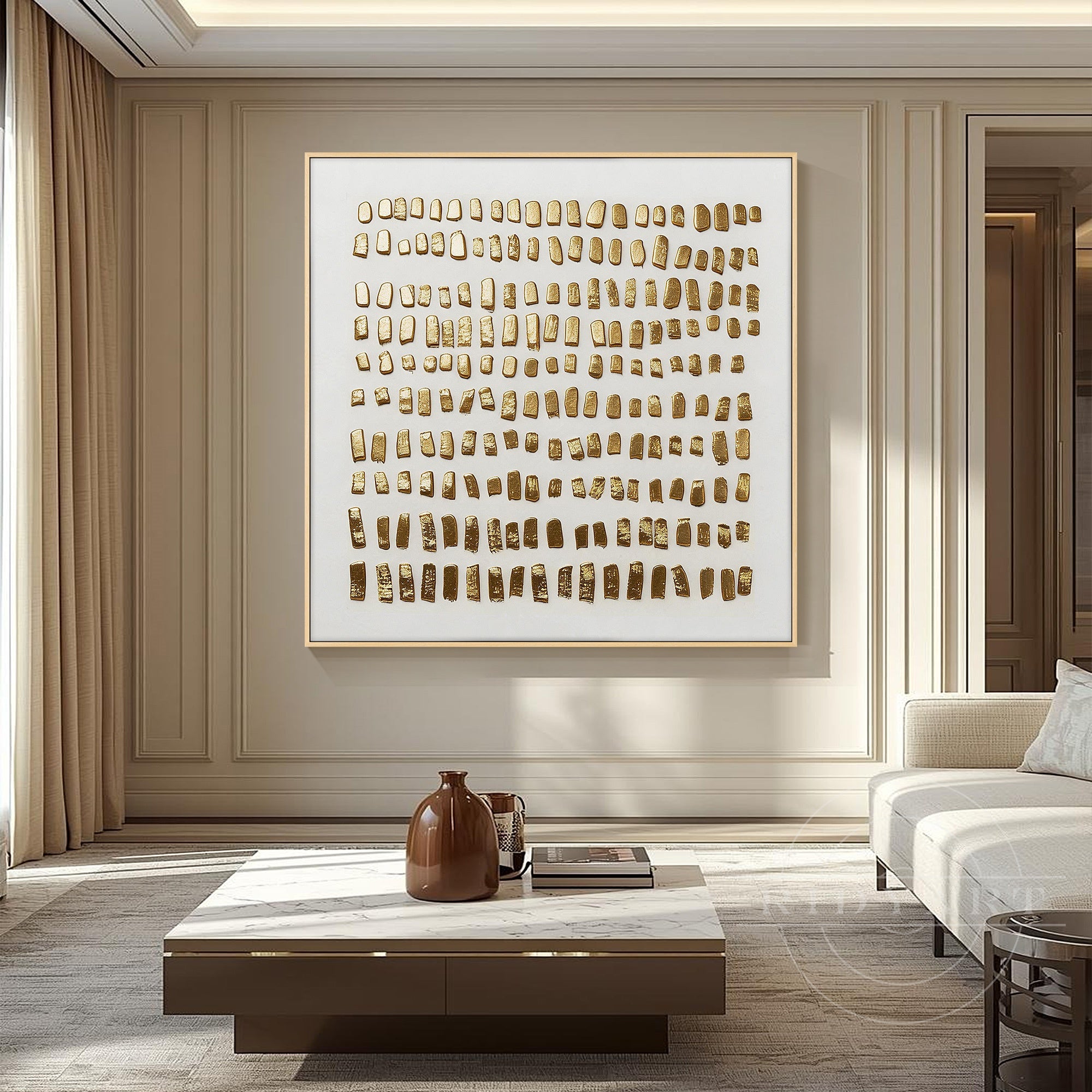 Modern white and gold wall artwork