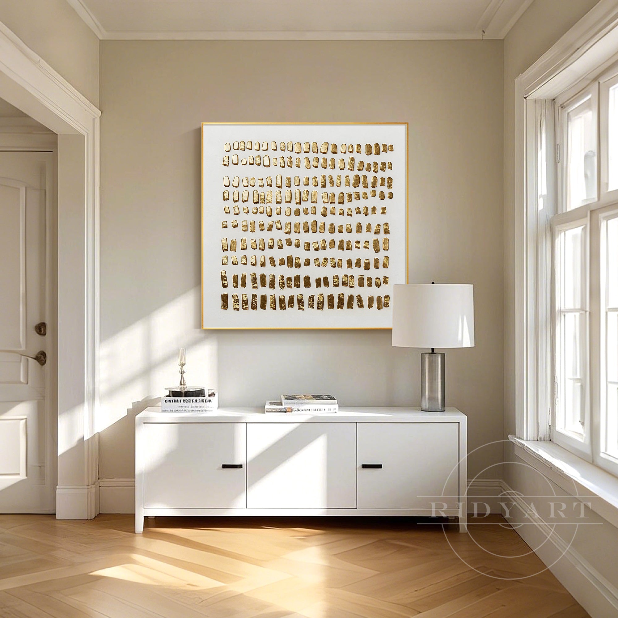 Contemporary gold leaf wall decor