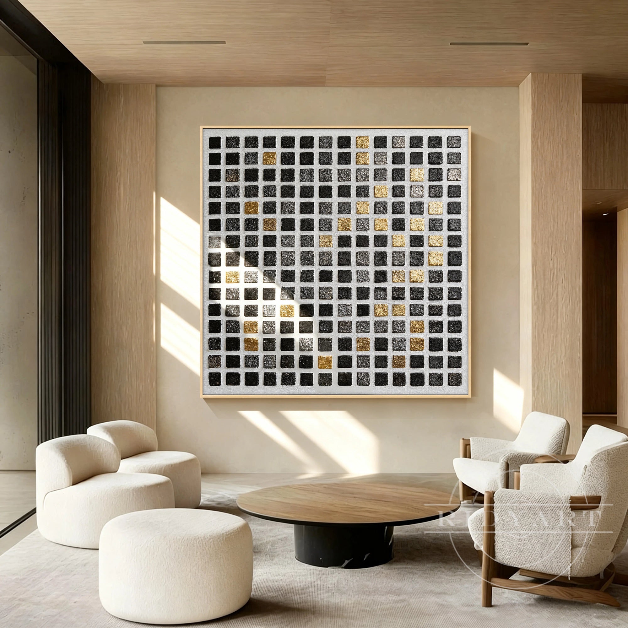 Hand painted textured square canvas art