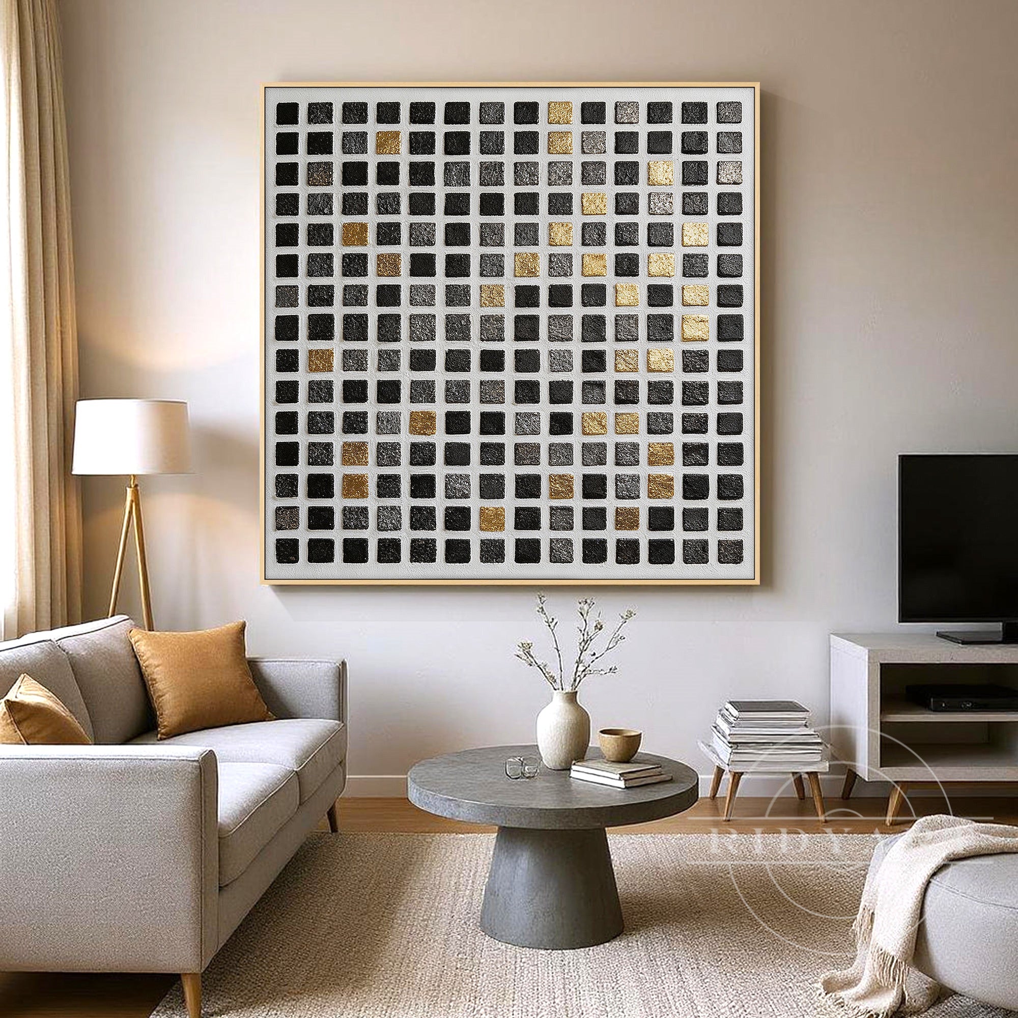 Contemporary black gold wall decoration