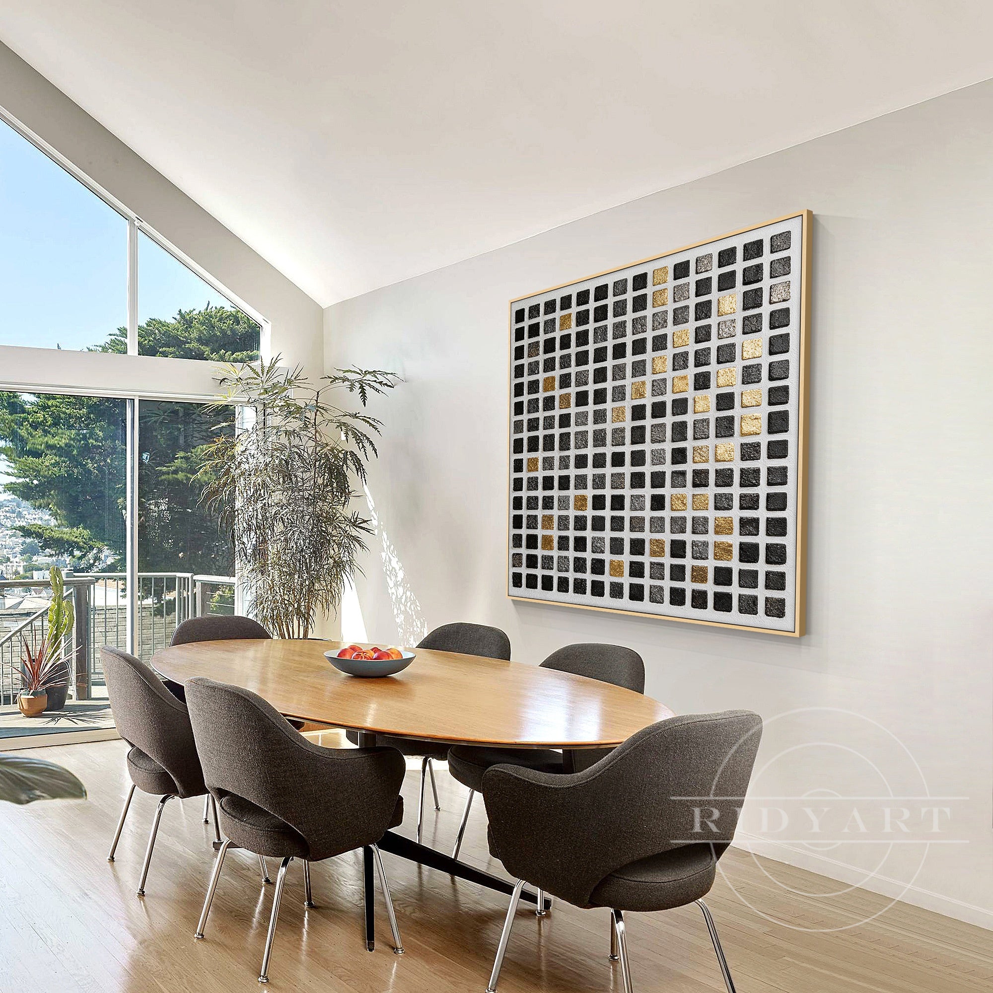Modern geometric black gold painting