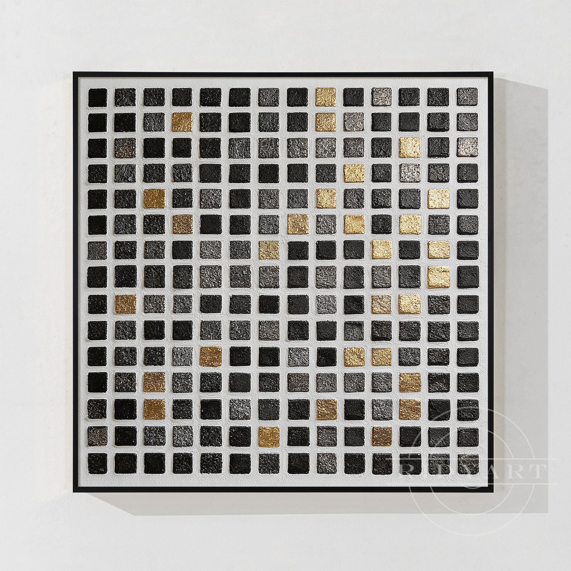 Black white gold abstract wall art