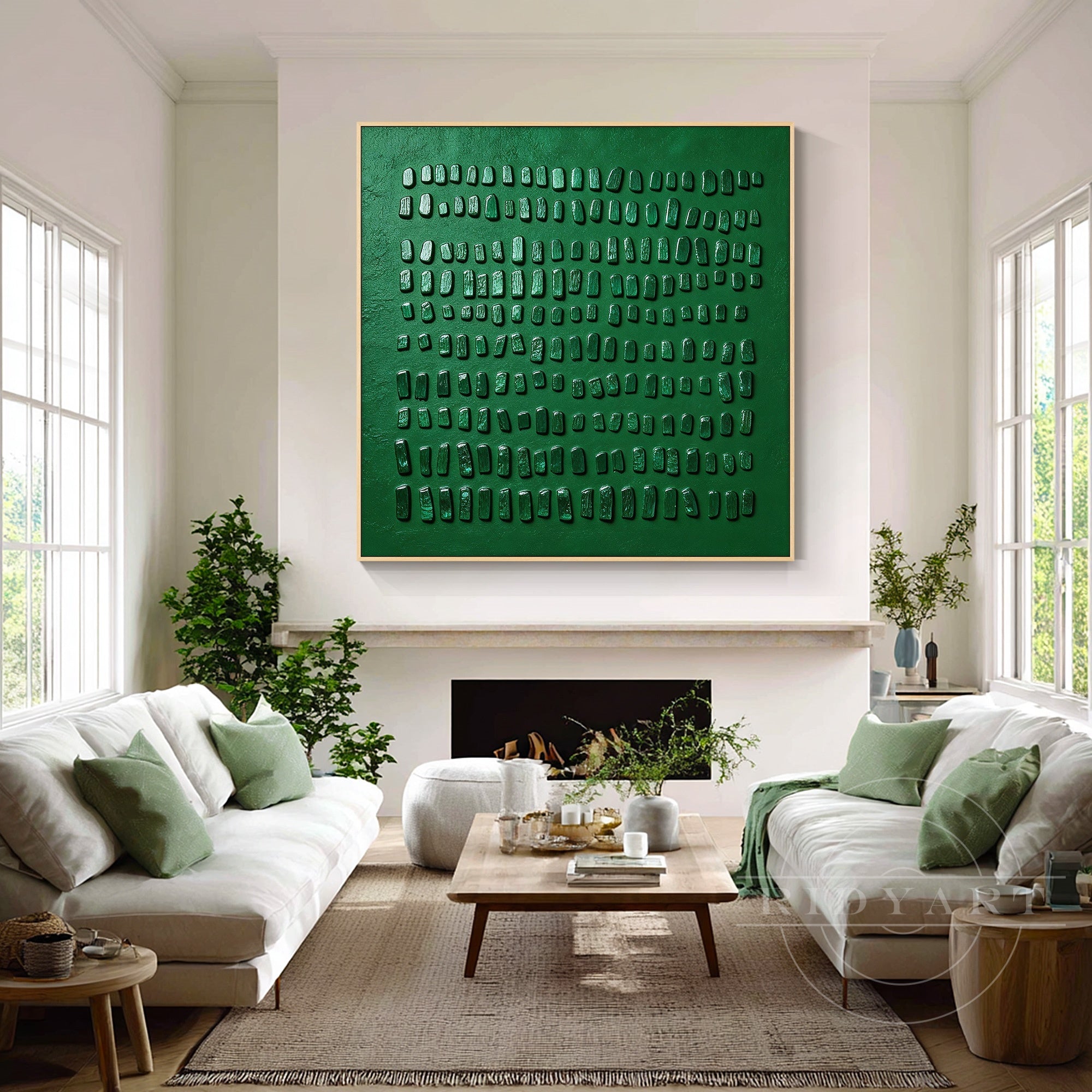 Modern emerald green handmade wall decor